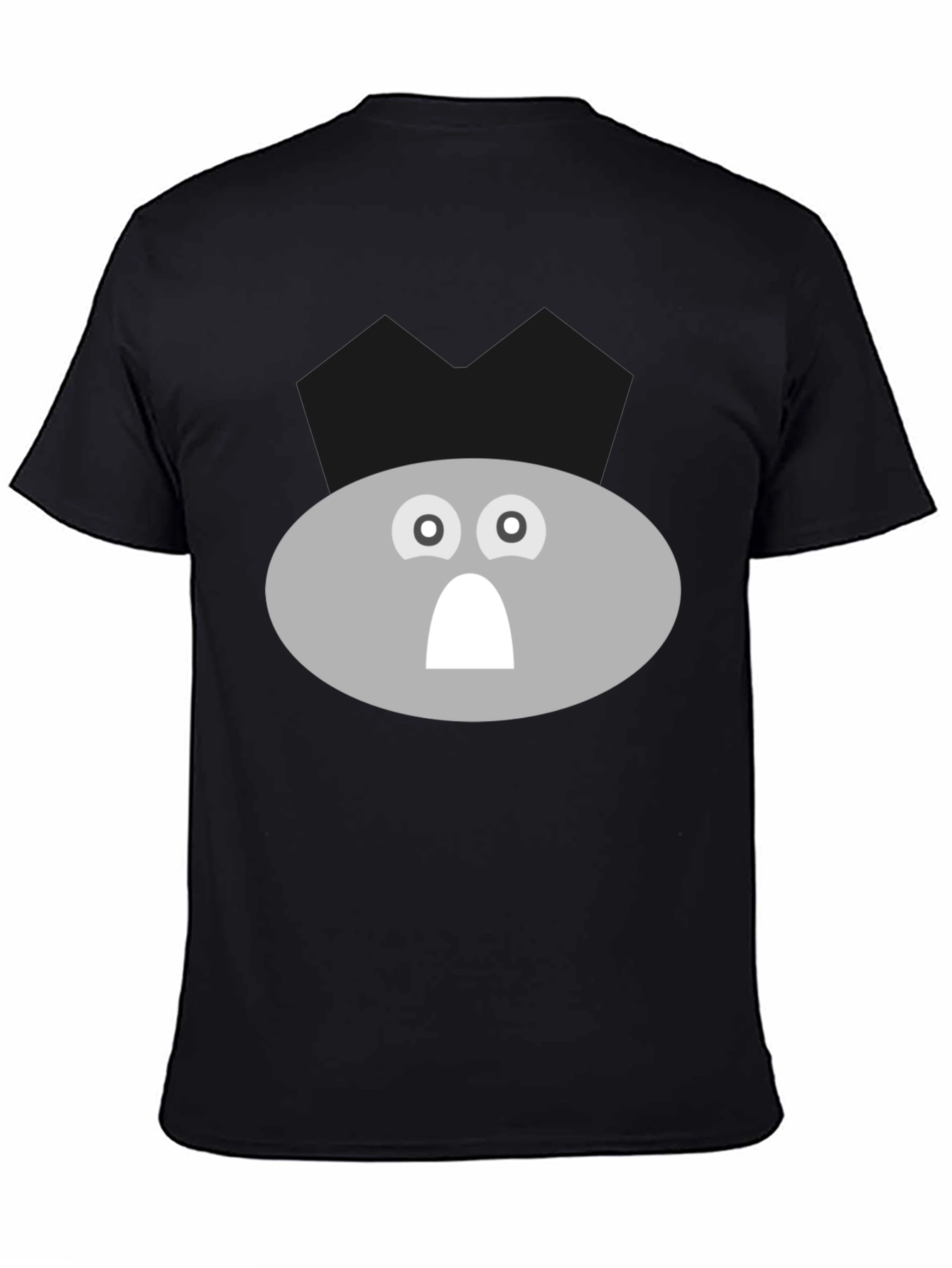 Funny Gray Face Graphic Tee - Black T-Shirt