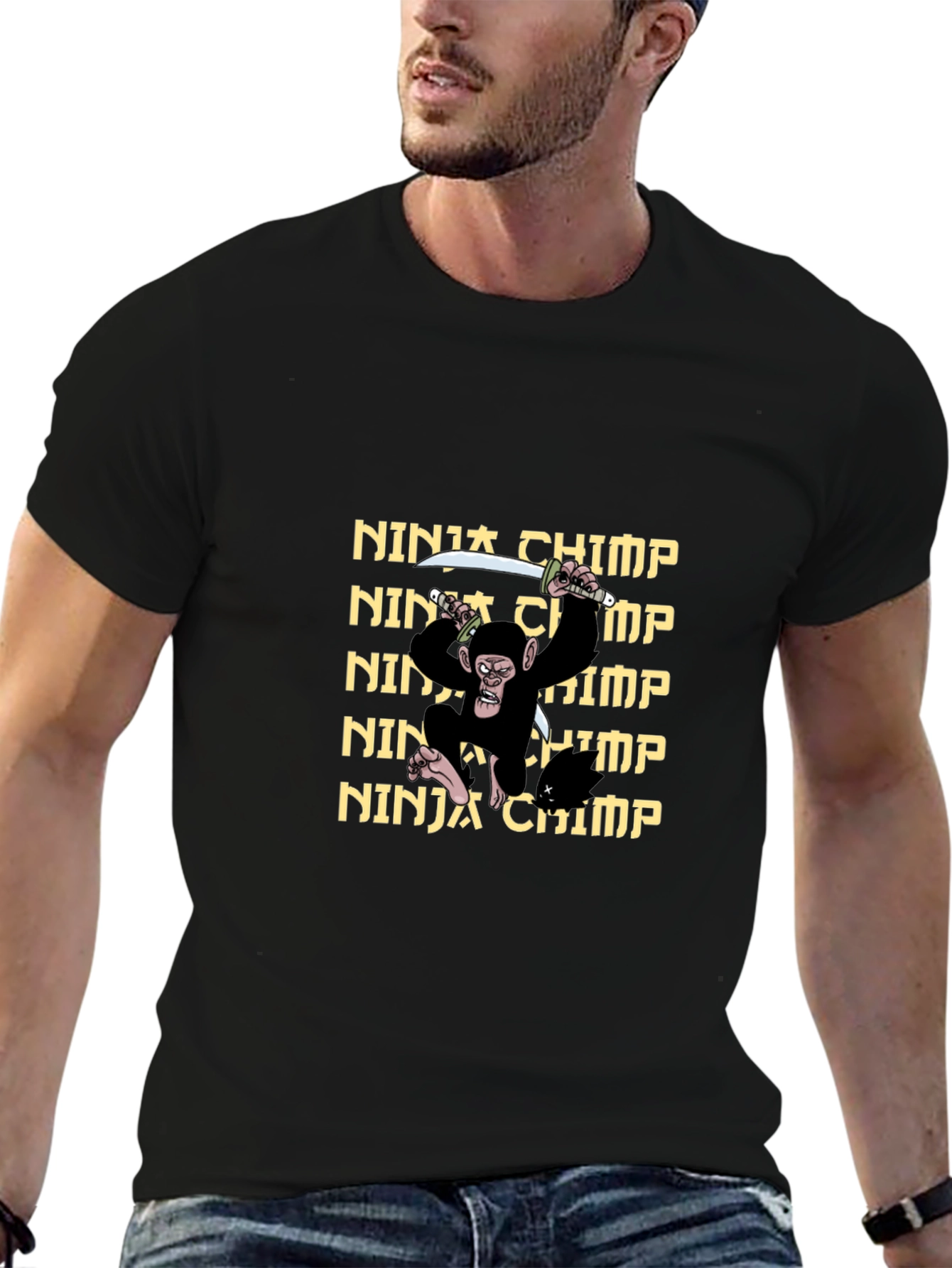 Ninja Chimp Graphic T-Shirt - Black