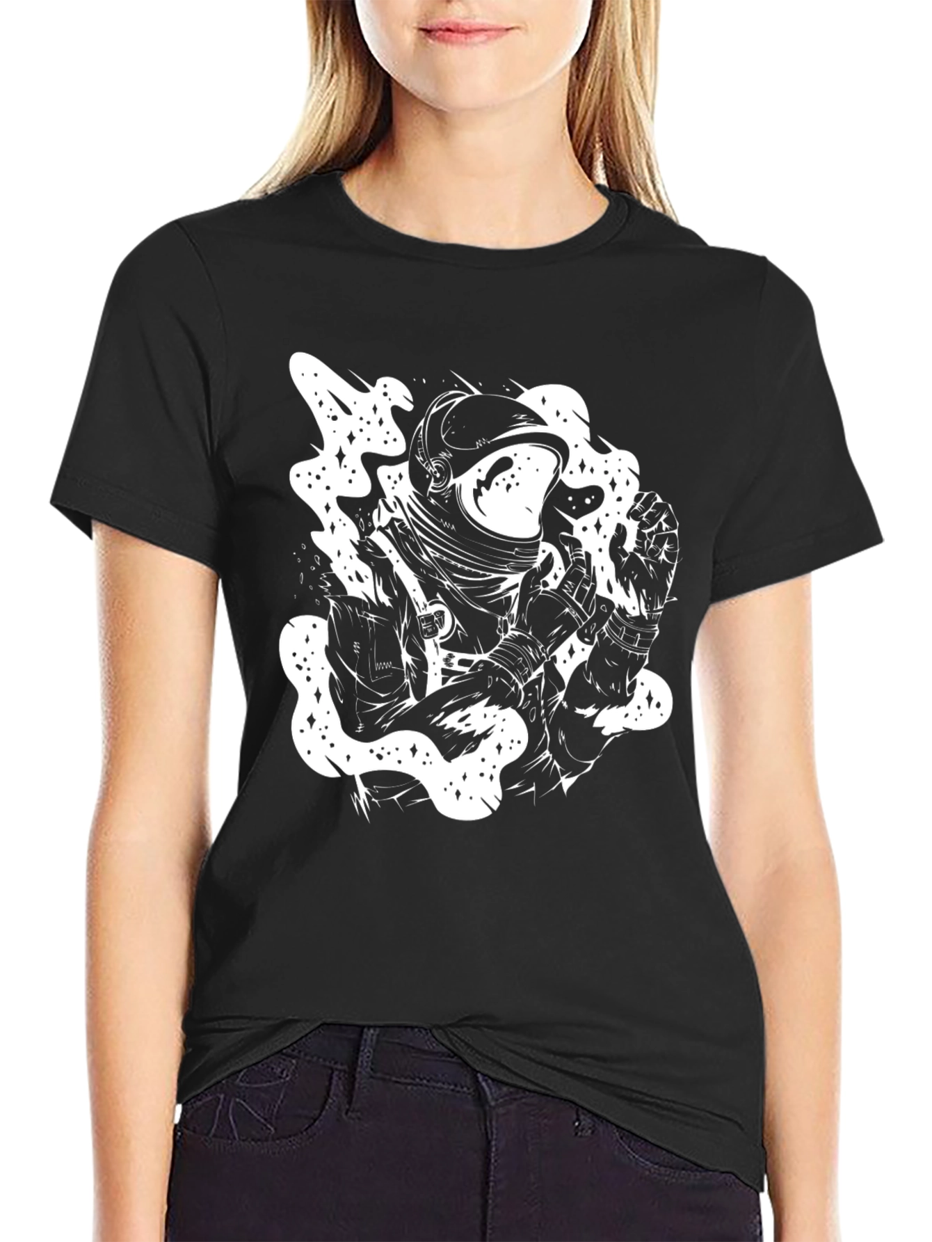 Astronaut Graphic Tee - Black Cotton T-Shirt