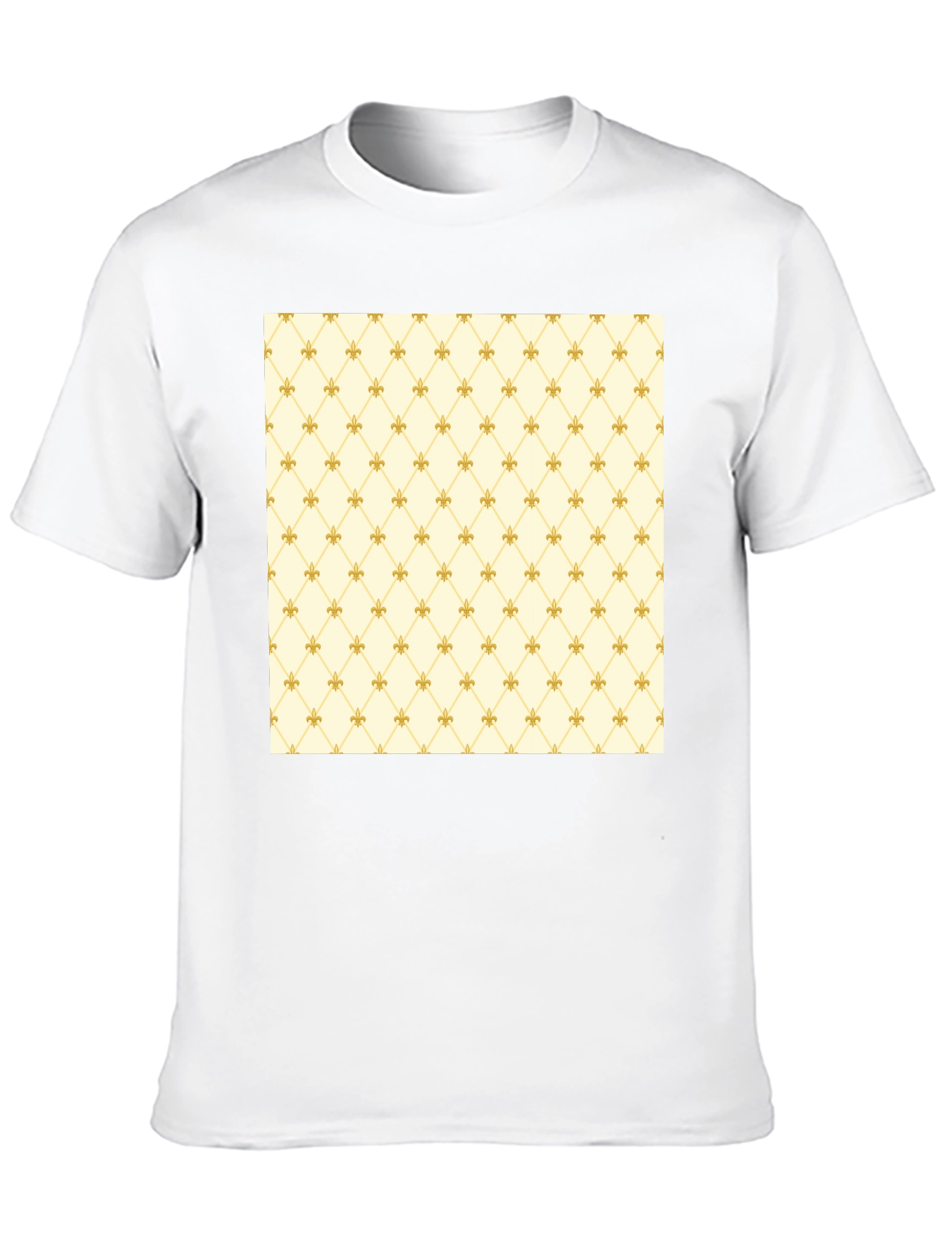 Fleur-de-Lis Pattern Black Crew Neck T-Shirt