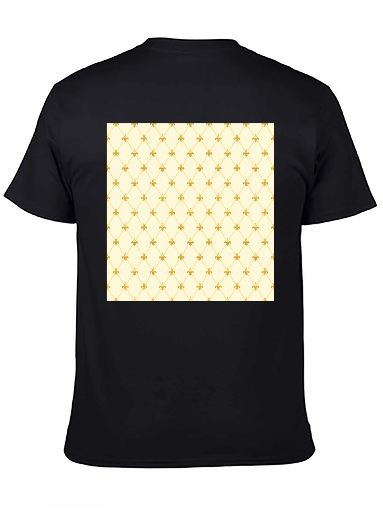 Fleur-de-Lis Pattern Black Crew Neck T-Shirt