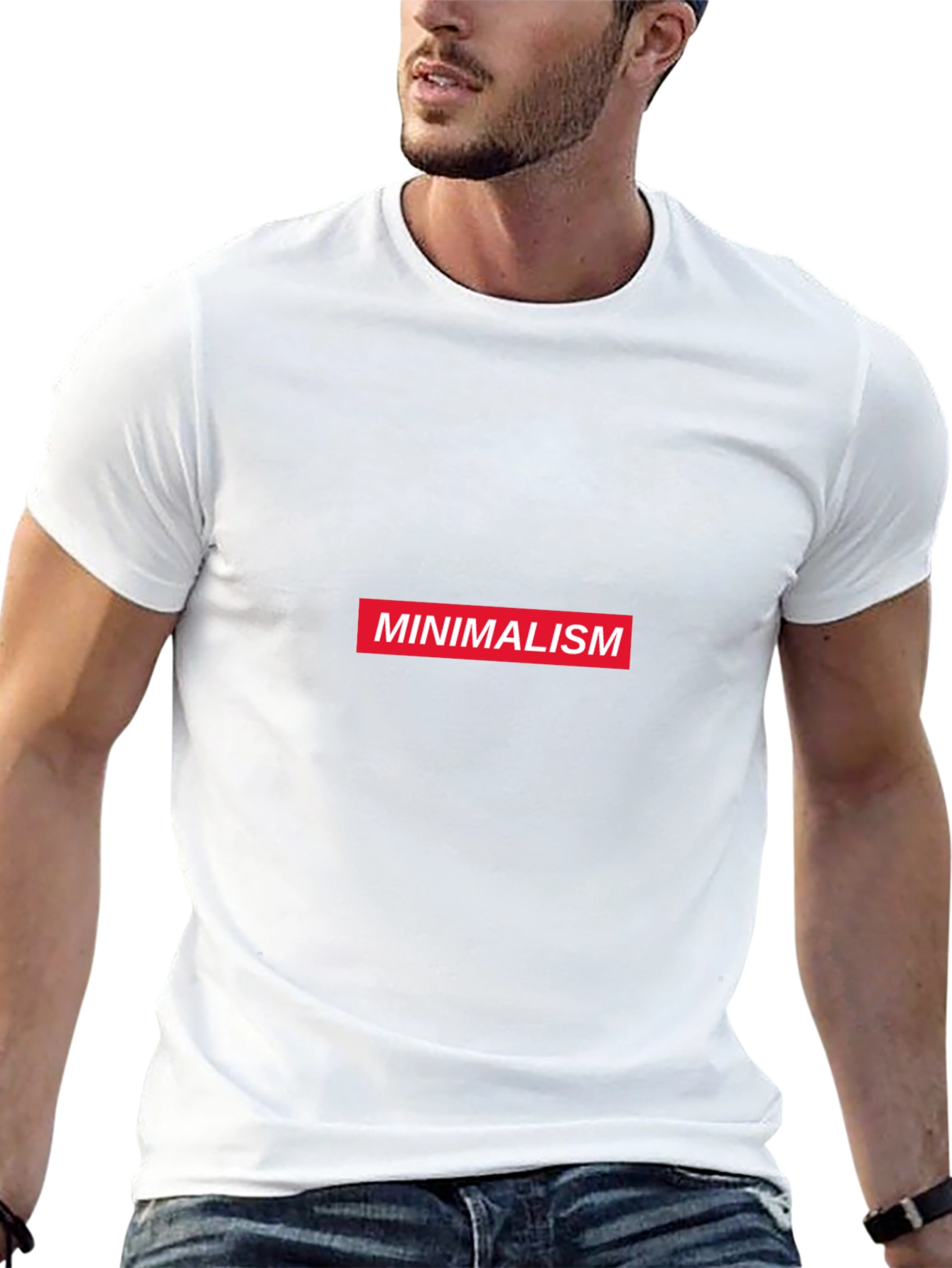 Minimalism Graphic Tee - Black Cotton Short Sleeve