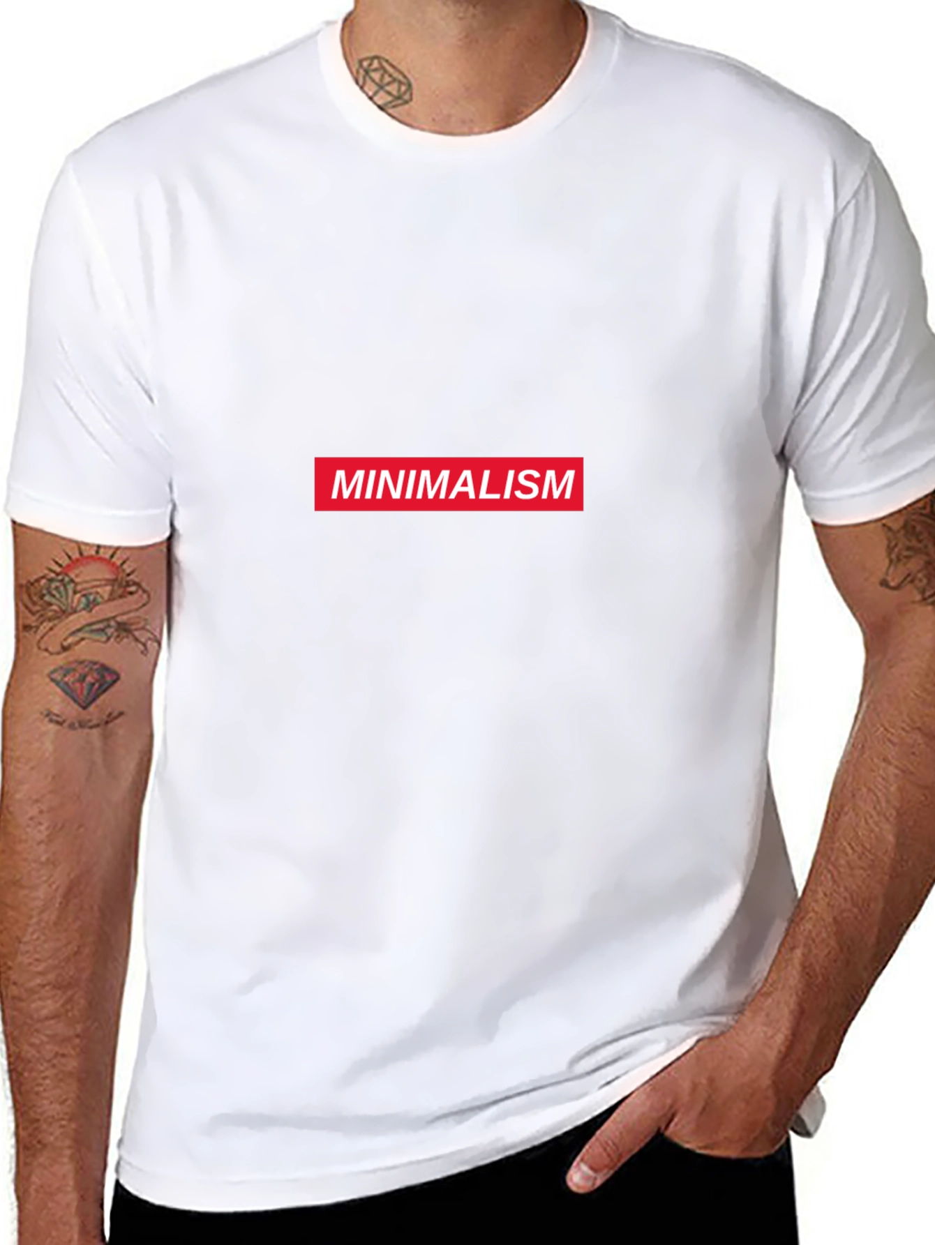 Minimalism Graphic Tee - Black Cotton Short Sleeve