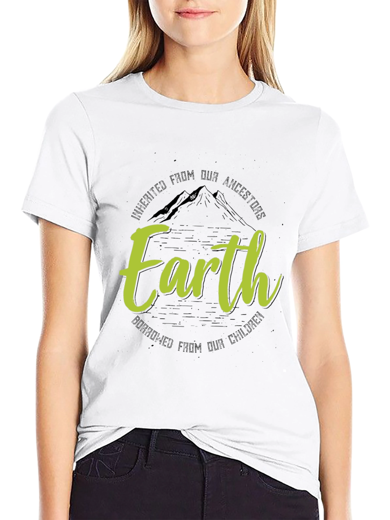 Earth Inherited Borrowed Mens Black Graphic Tee