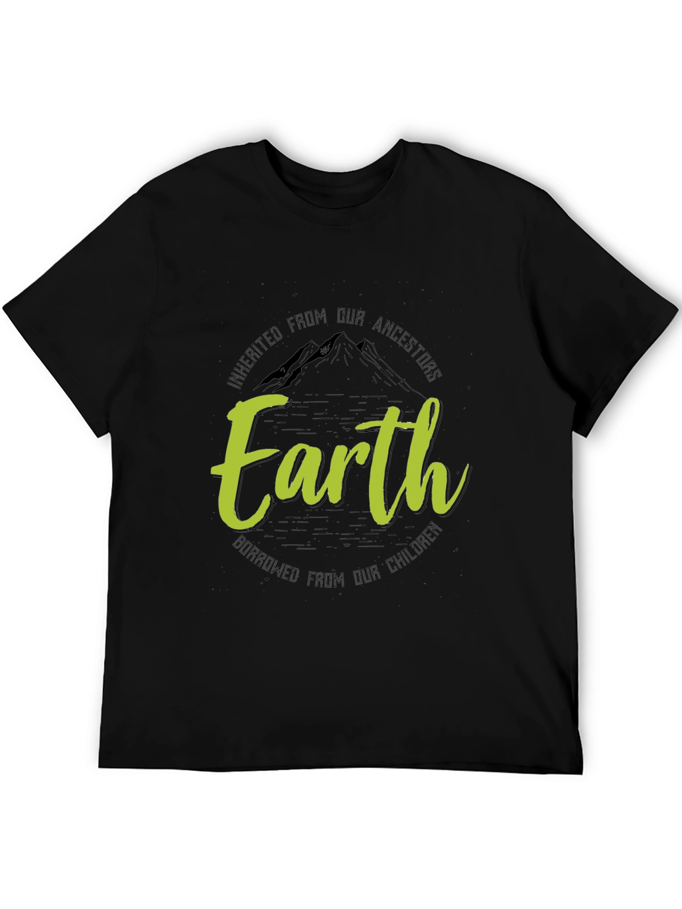 Earth Inherited Borrowed Mens Black Graphic Tee