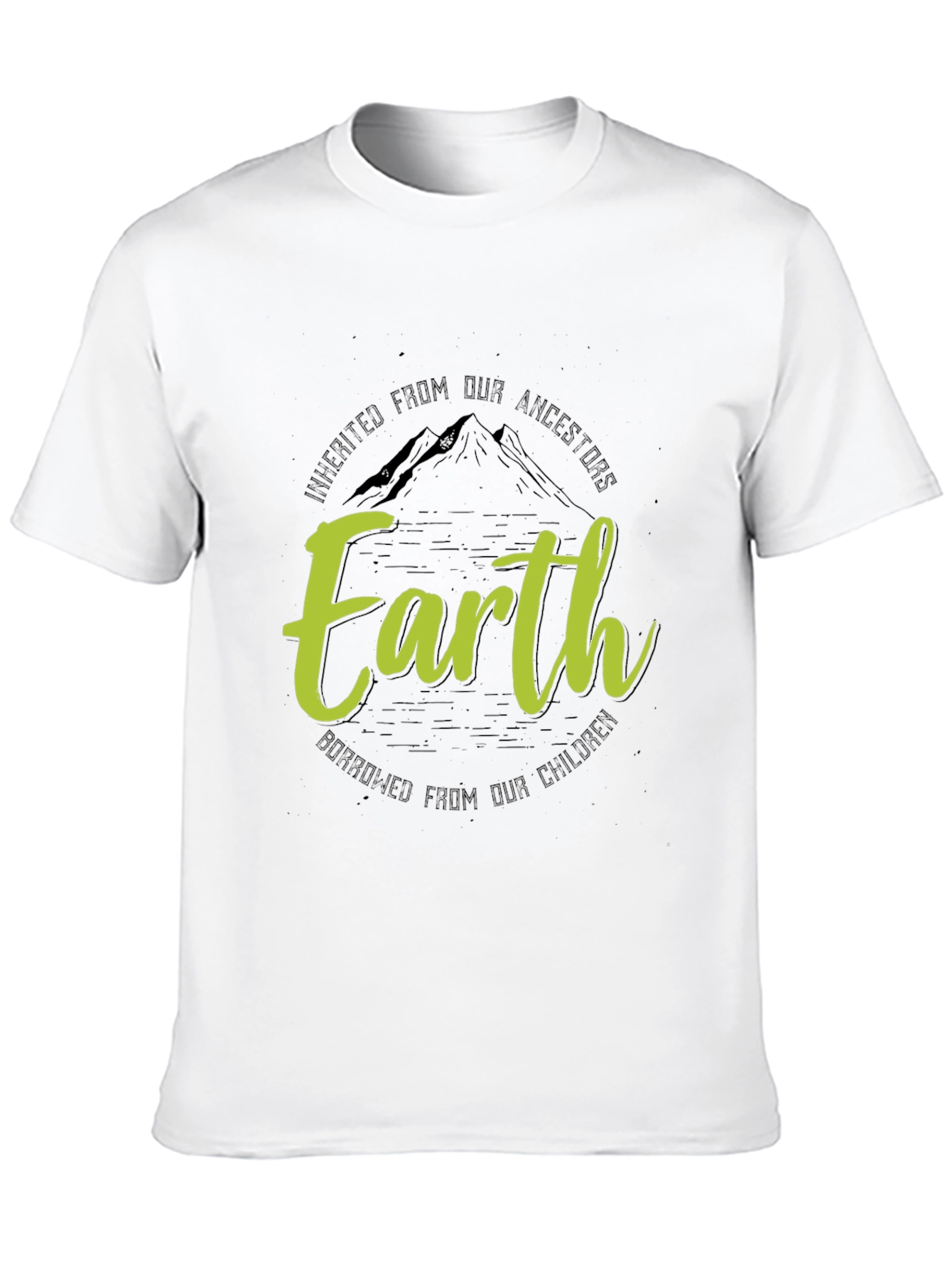 Earth Inherited Borrowed Mens Black Graphic Tee