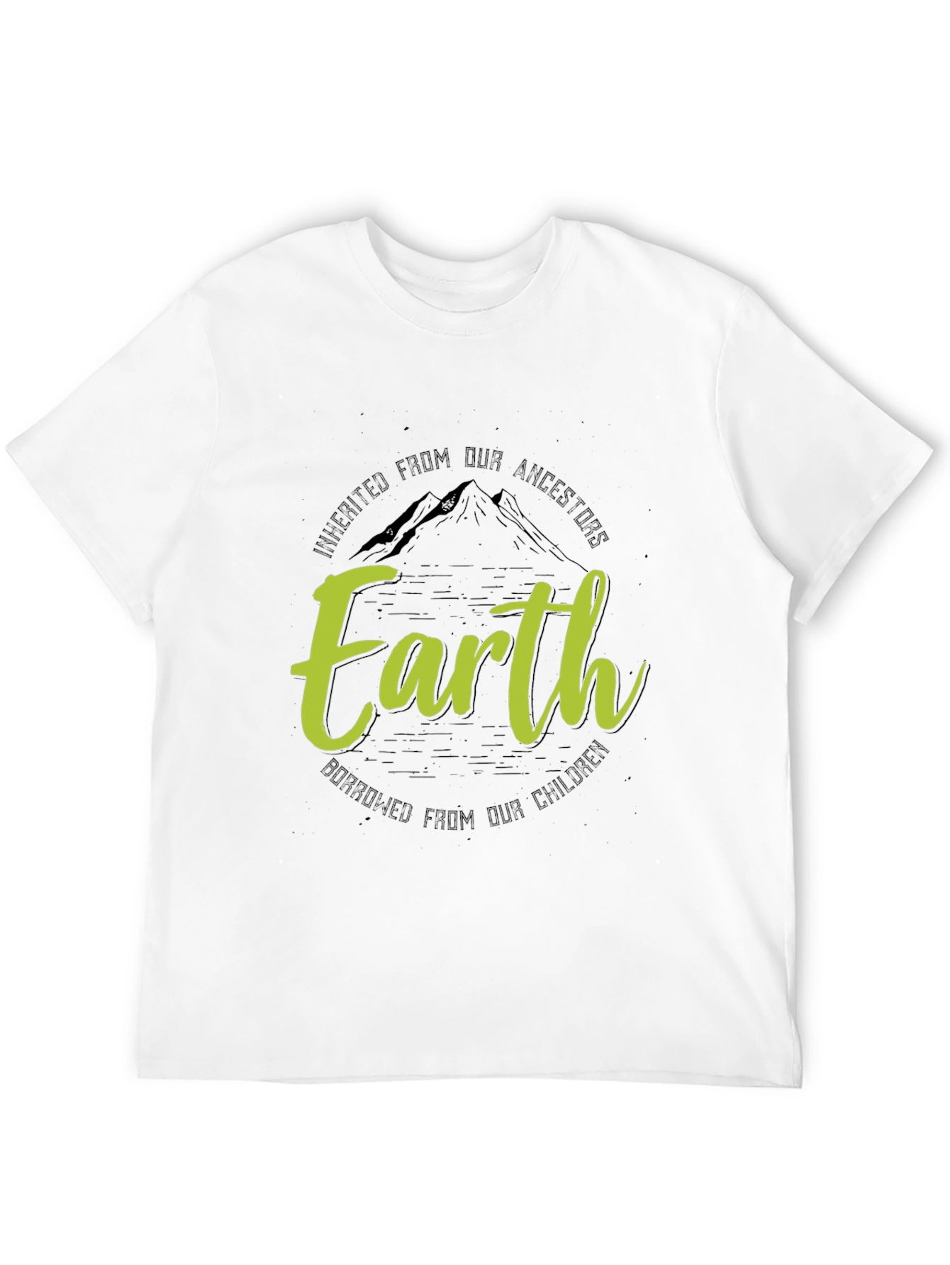 Earth Inherited Borrowed Mens Black Graphic Tee