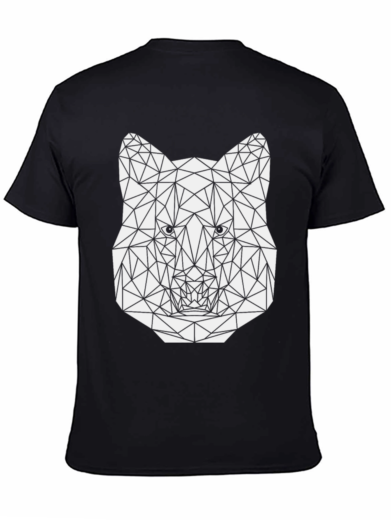 Geometric Wolf Graphic Tee - Stylish Mens Black T-Shirt