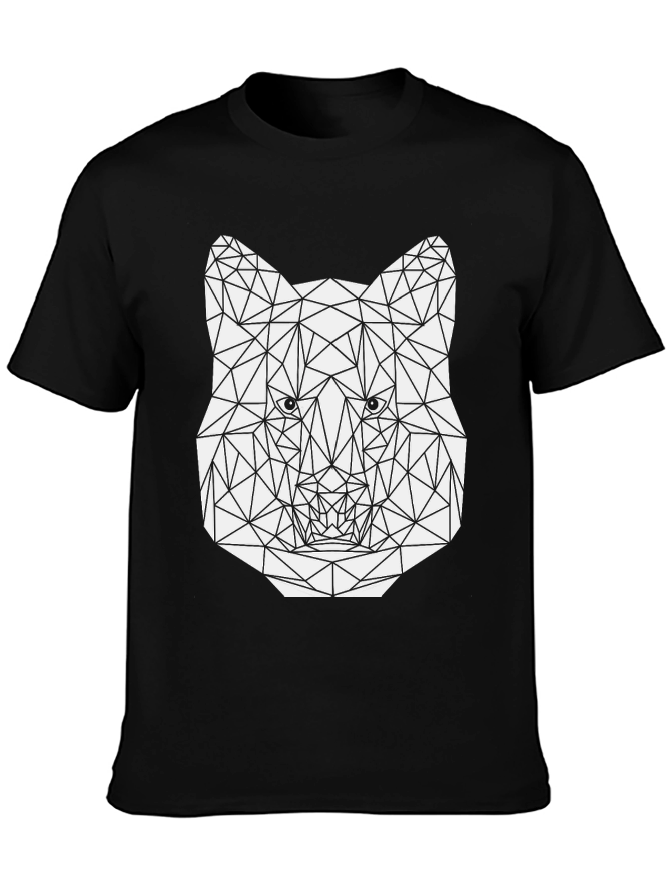 Geometric Wolf Graphic Tee - Stylish Mens Black T-Shirt