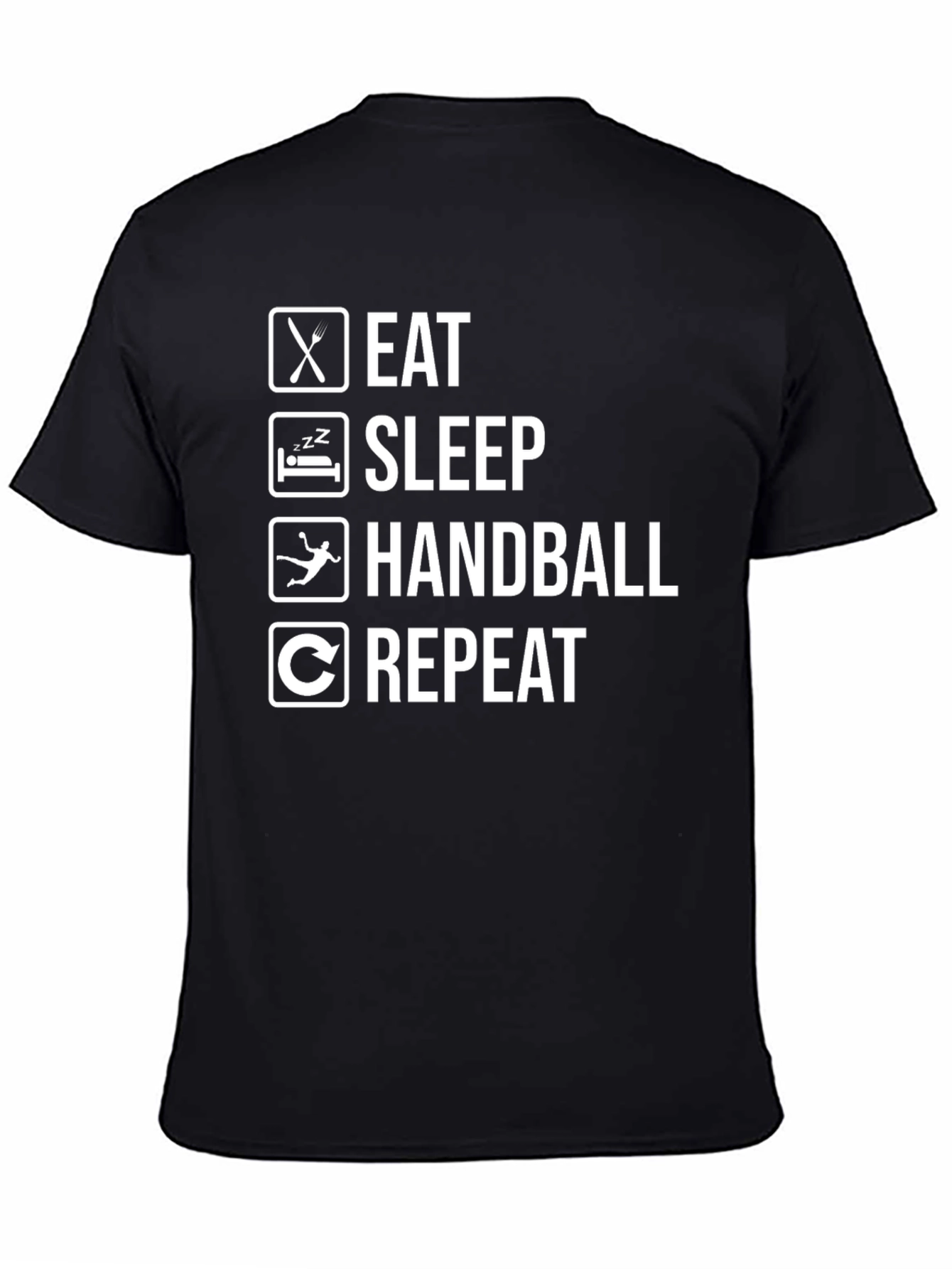 Eat Sleep Handball Repeat T-Shirt - Black