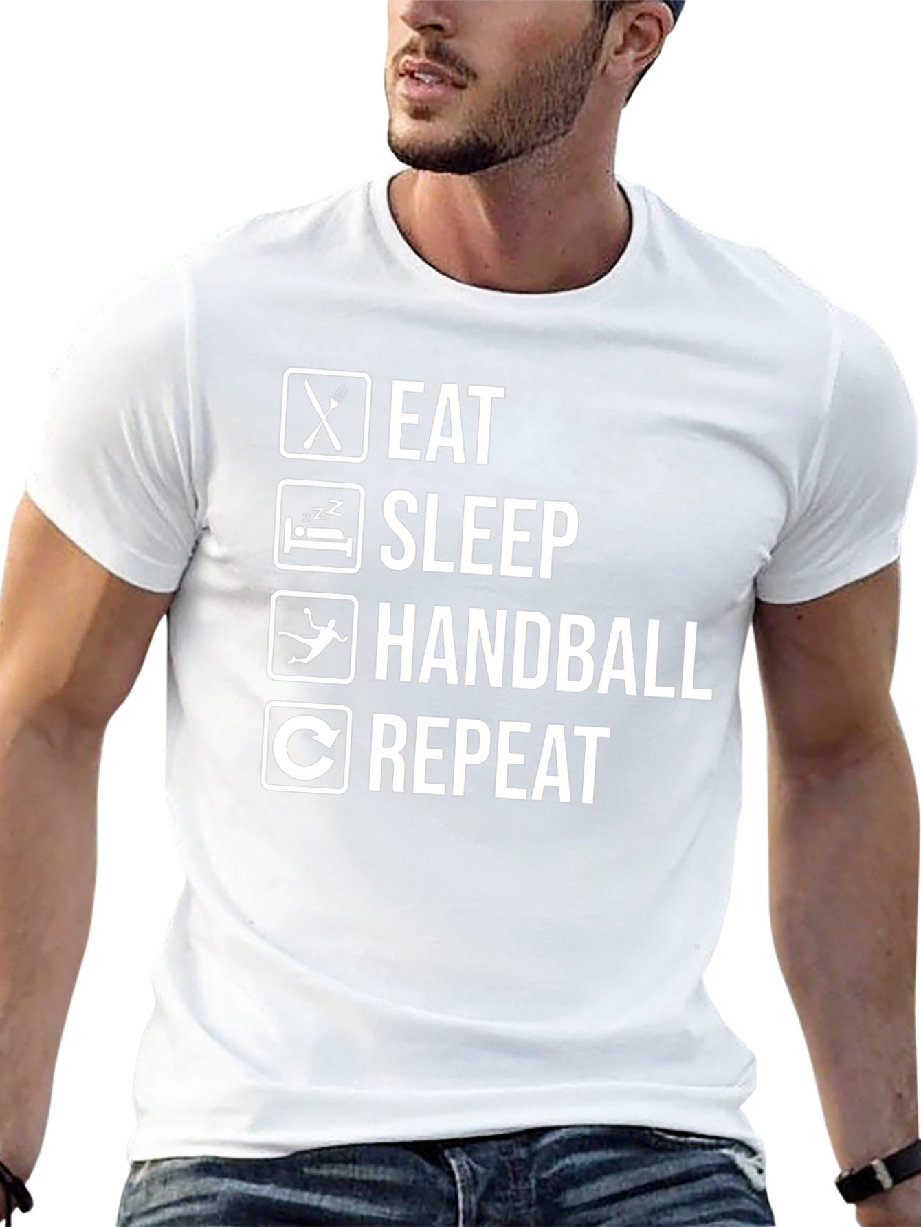 Eat Sleep Handball Repeat T-Shirt - Black