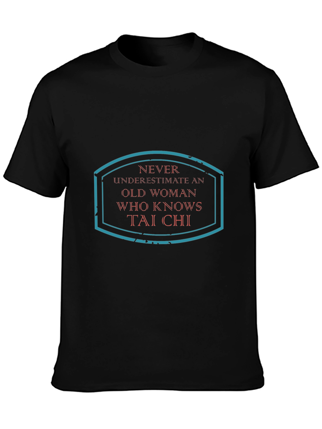 Tai Chi Old Woman Graphic T-Shirt - Black
