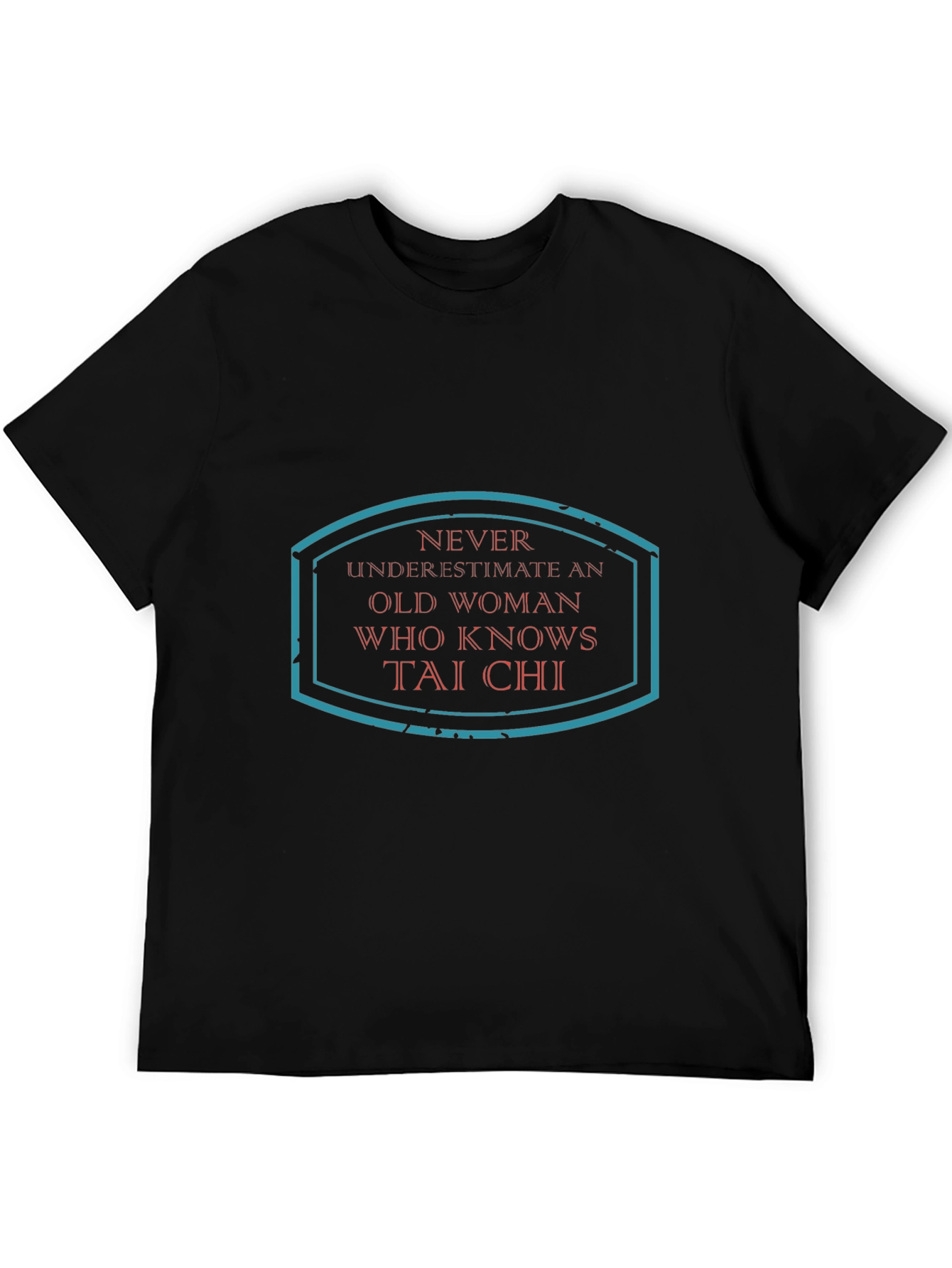 Tai Chi Old Woman Graphic T-Shirt - Black