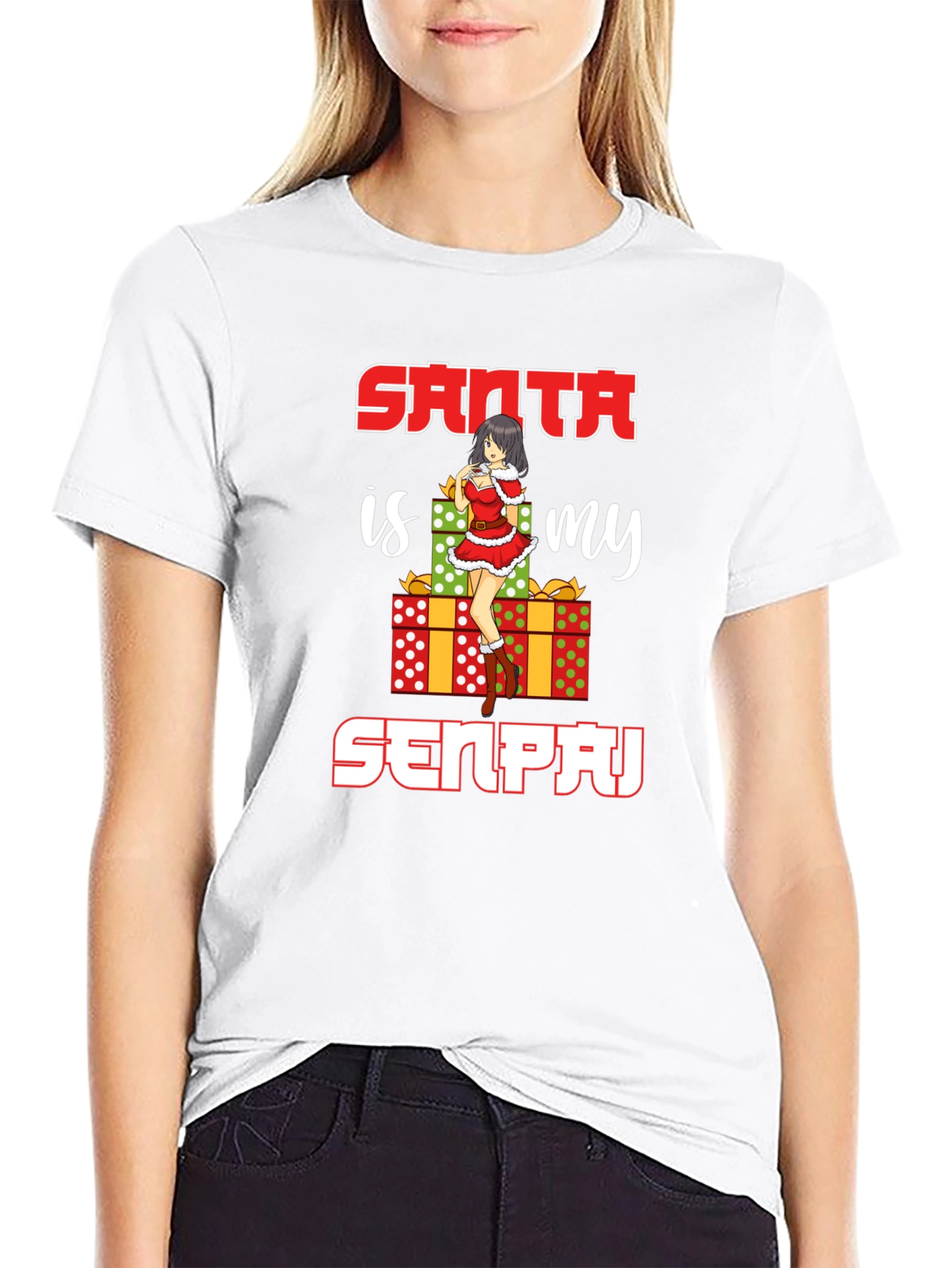 Anime Santa Senpai Graphic T-Shirt