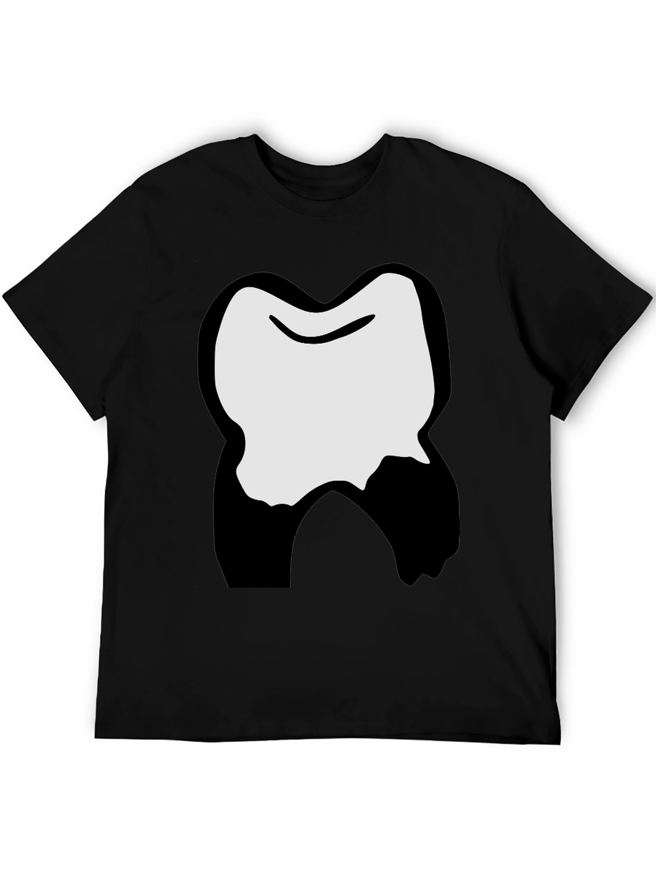 Funny Cartoon Tooth Graphic Black T-Shirt