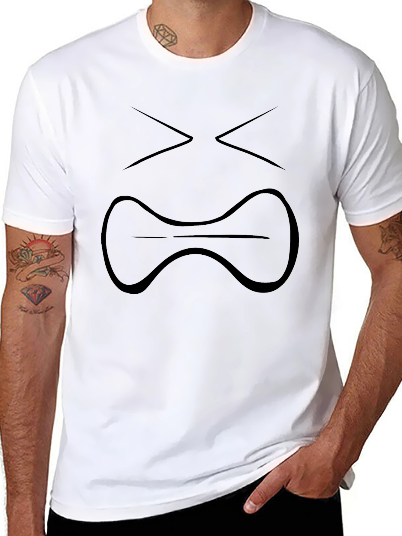 Black T-Shirt with Graphic Face Design