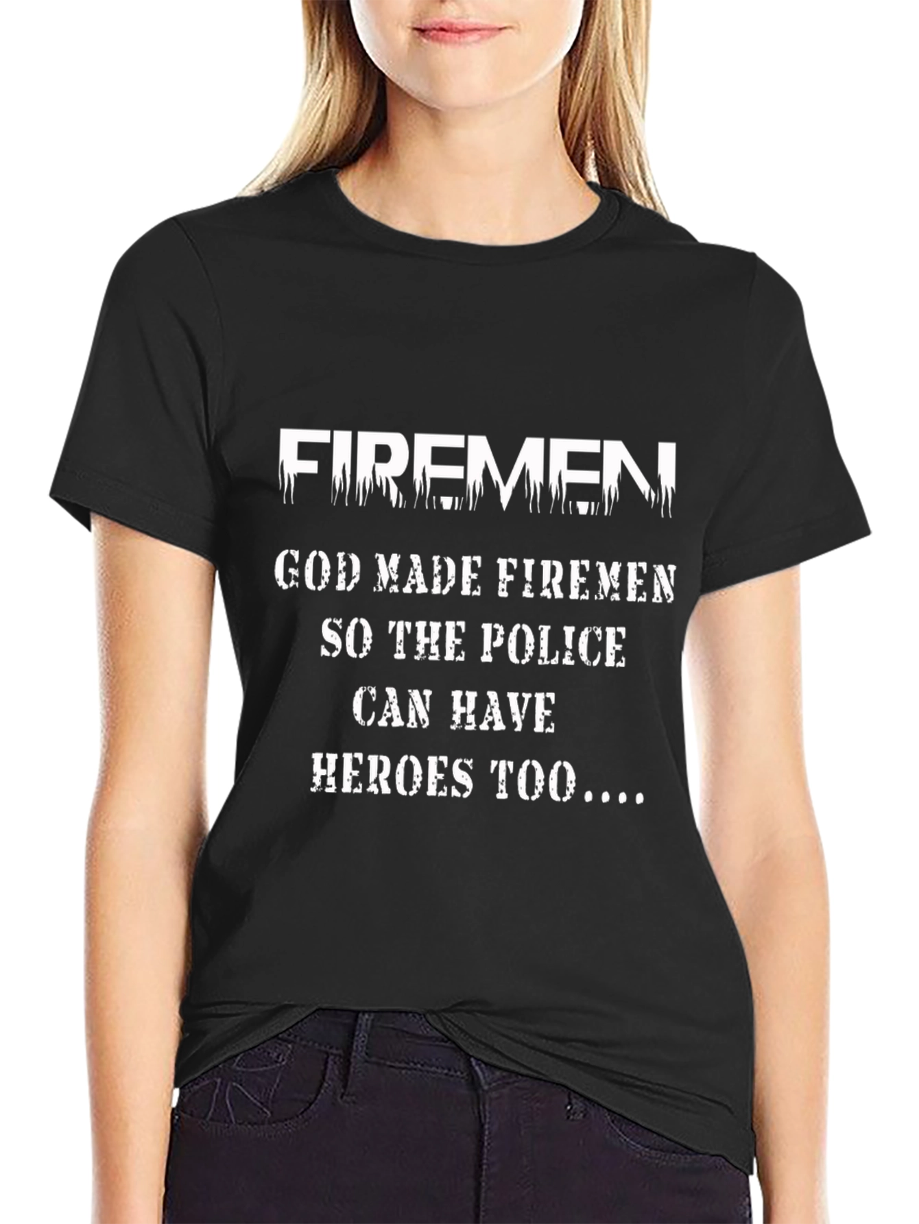 Firemen Heroes Tee - Black Graphic T-Shirt