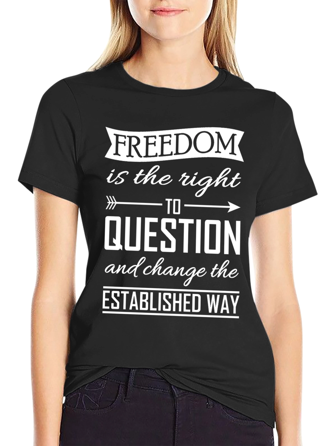 Freedom Question Tee - Black Graphic T-Shirt
