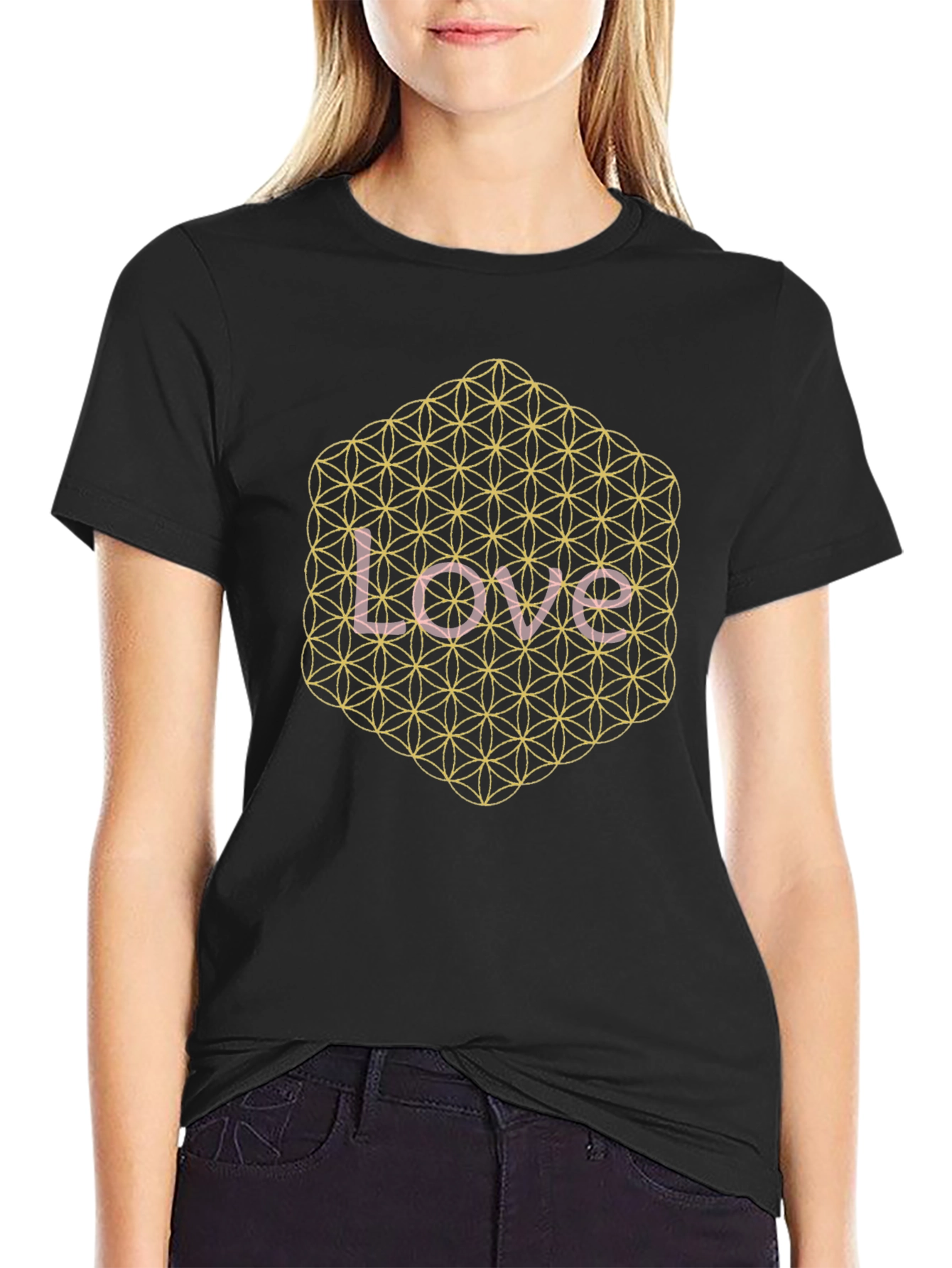 Love Flower of Life Graphic Tee - Black