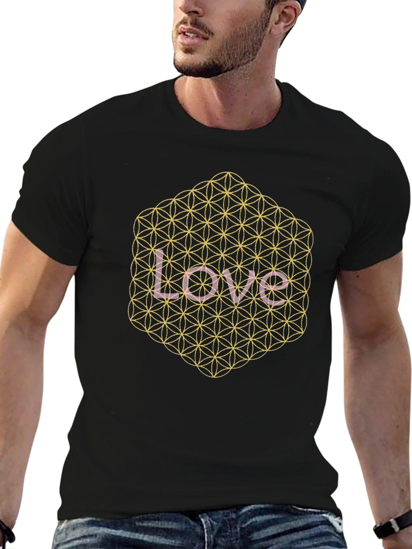 Love Flower of Life Graphic Tee - Black