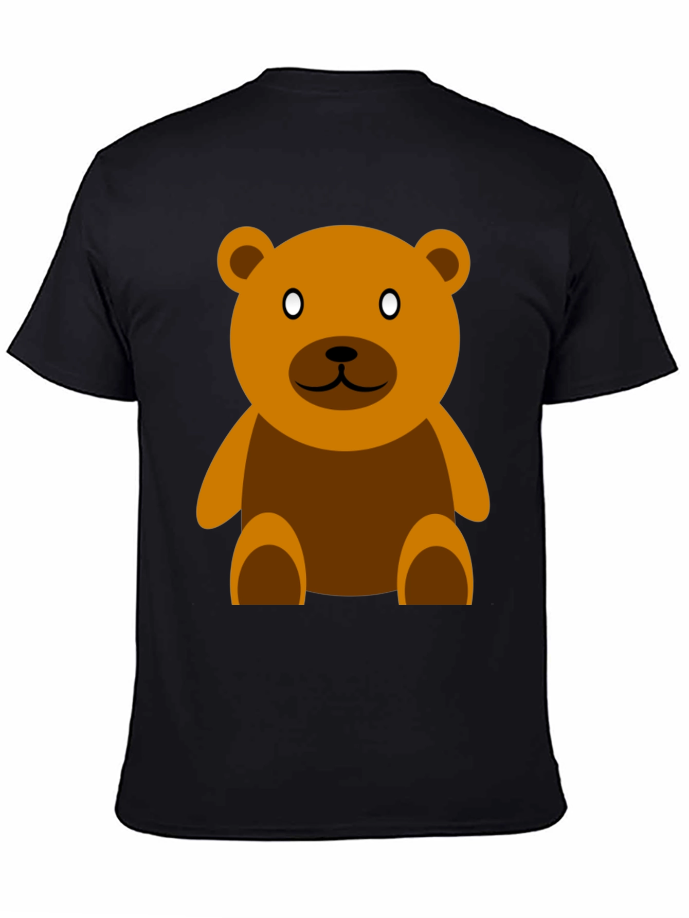 Cute Teddy Bear Graphic Tee - Casual Black T-Shirt