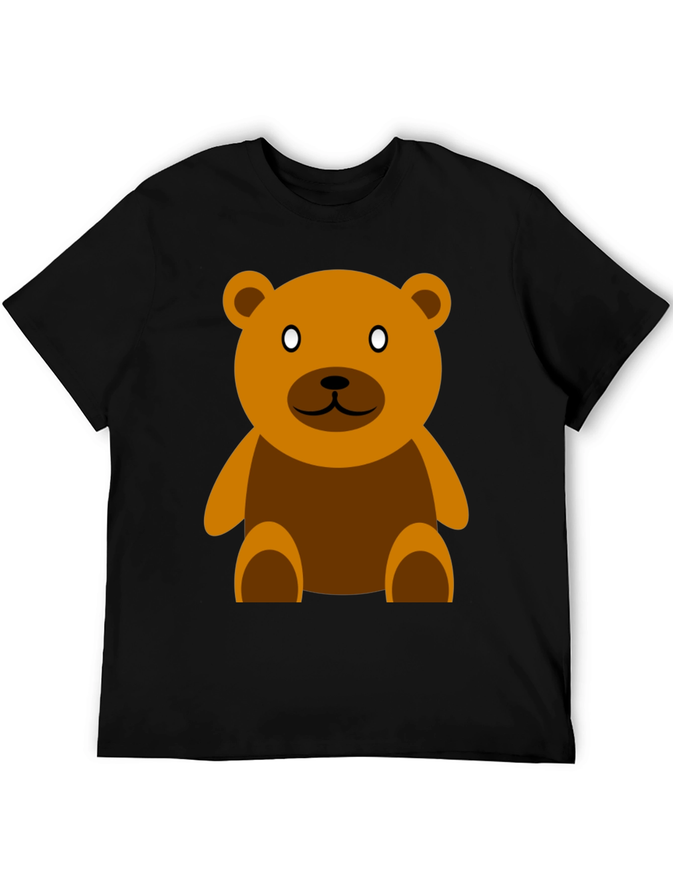 Cute Teddy Bear Graphic Tee - Casual Black T-Shirt