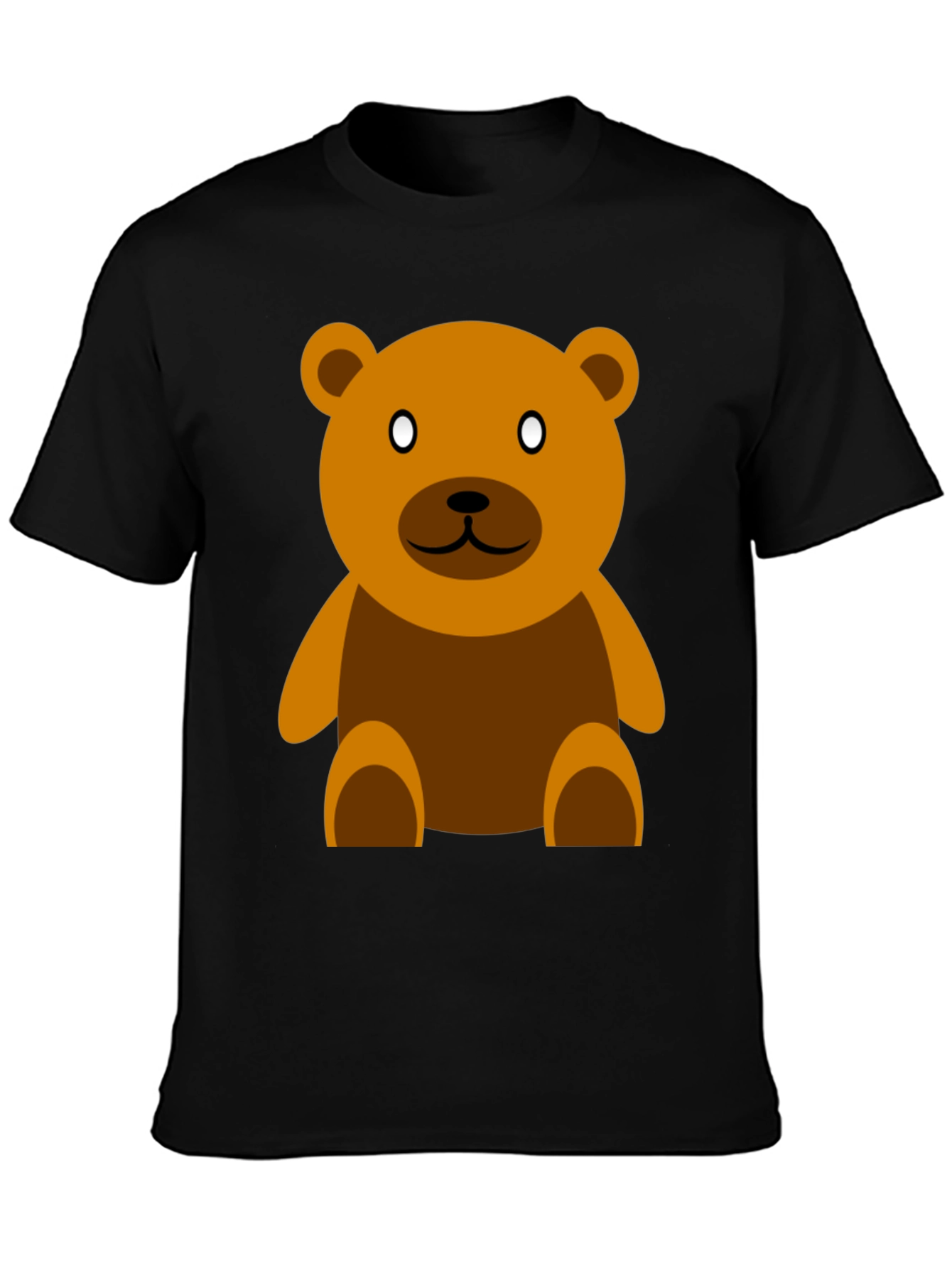 Cute Teddy Bear Graphic Tee - Casual Black T-Shirt