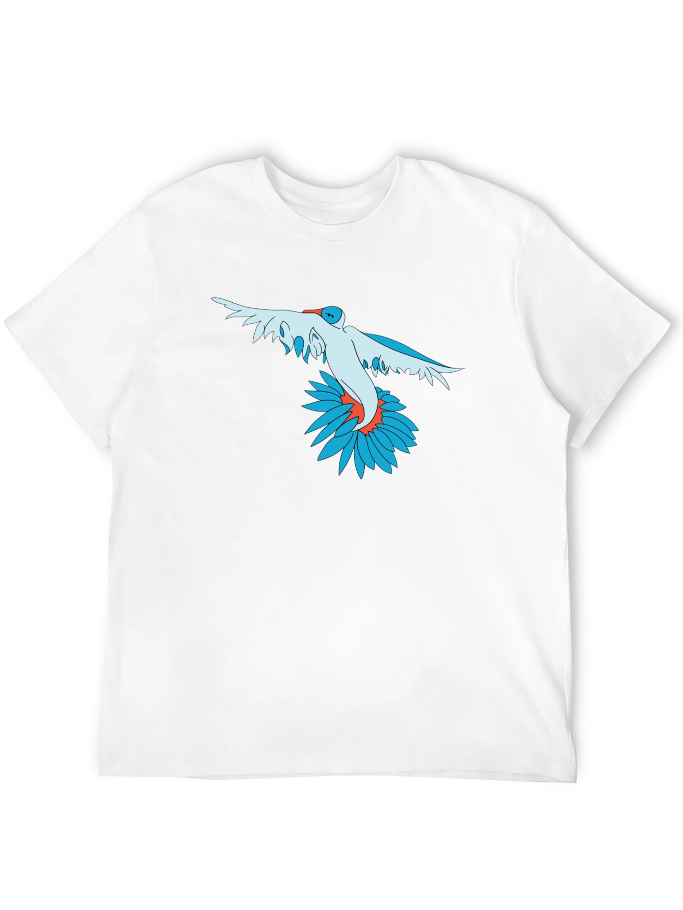 Bird and Flower Graphic Print Black T-Shirt