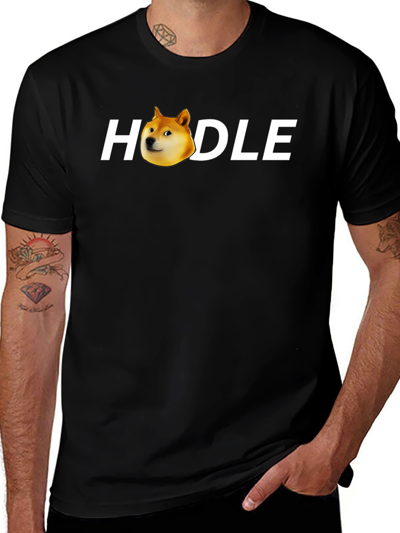 HODLE Doge Black T-Shirt Crypto Meme Tee