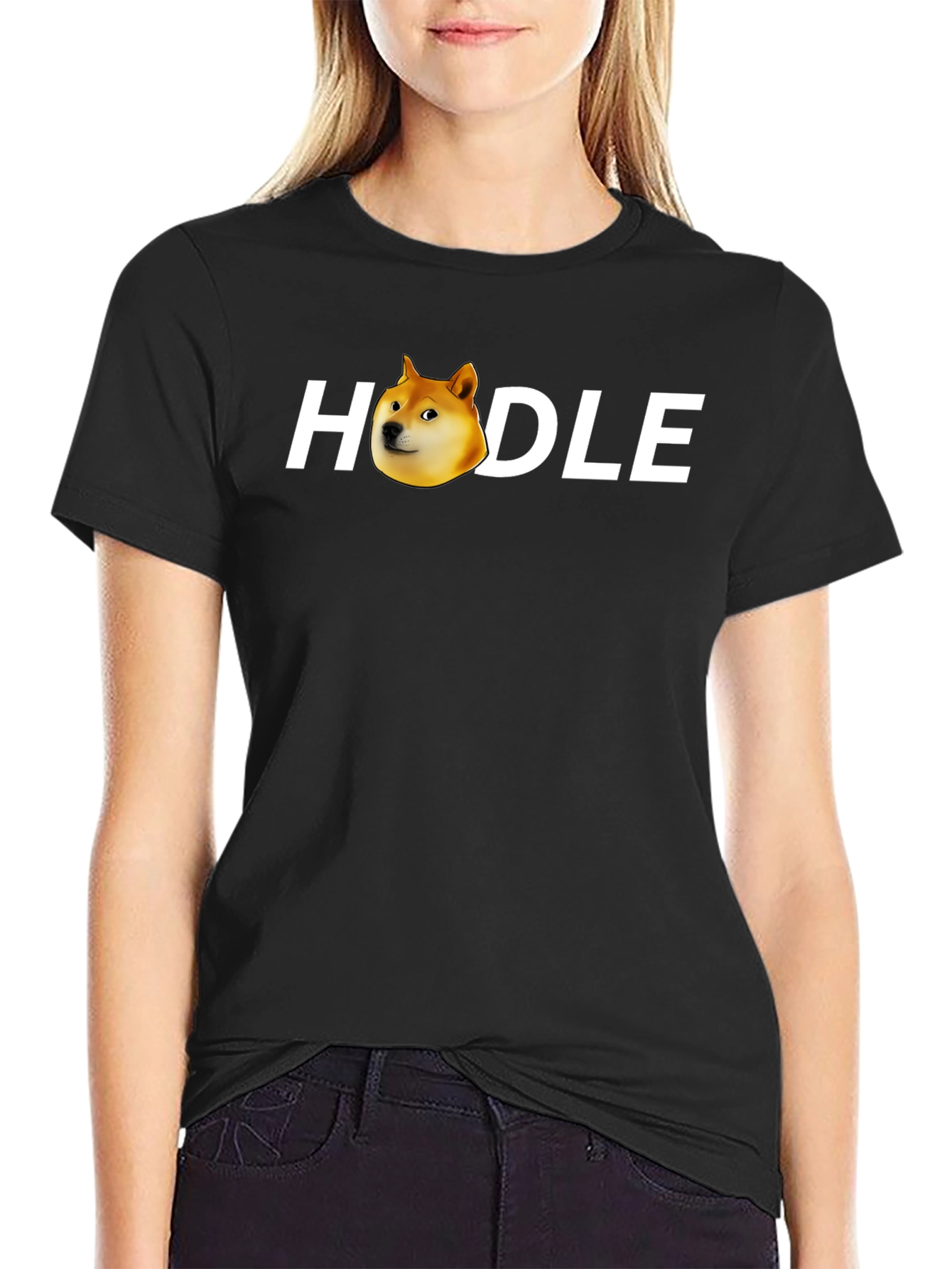 HODLE Doge Black T-Shirt Crypto Meme Tee