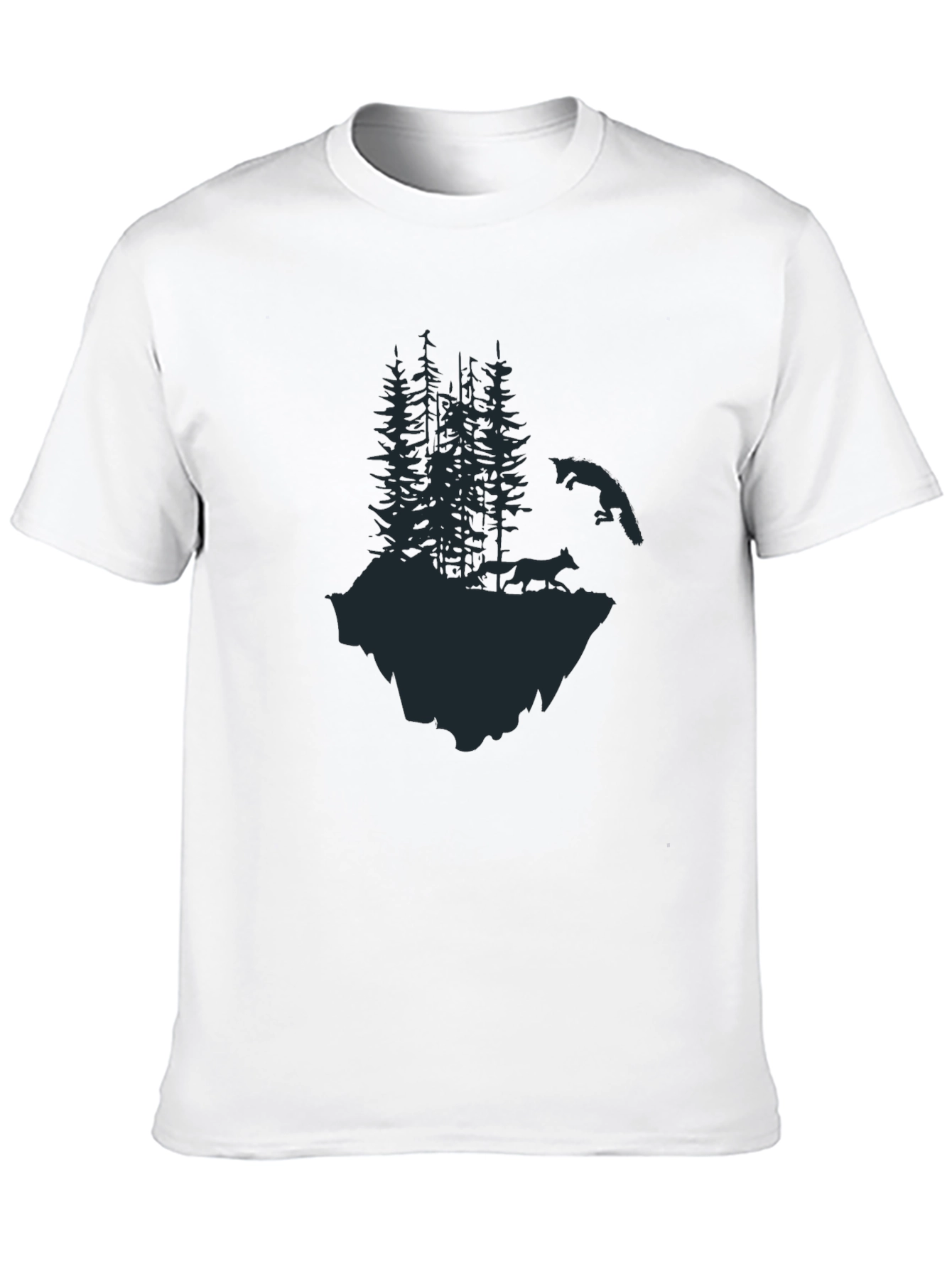 Mens Black T-Shirt - Forest Scene Graphic Tee