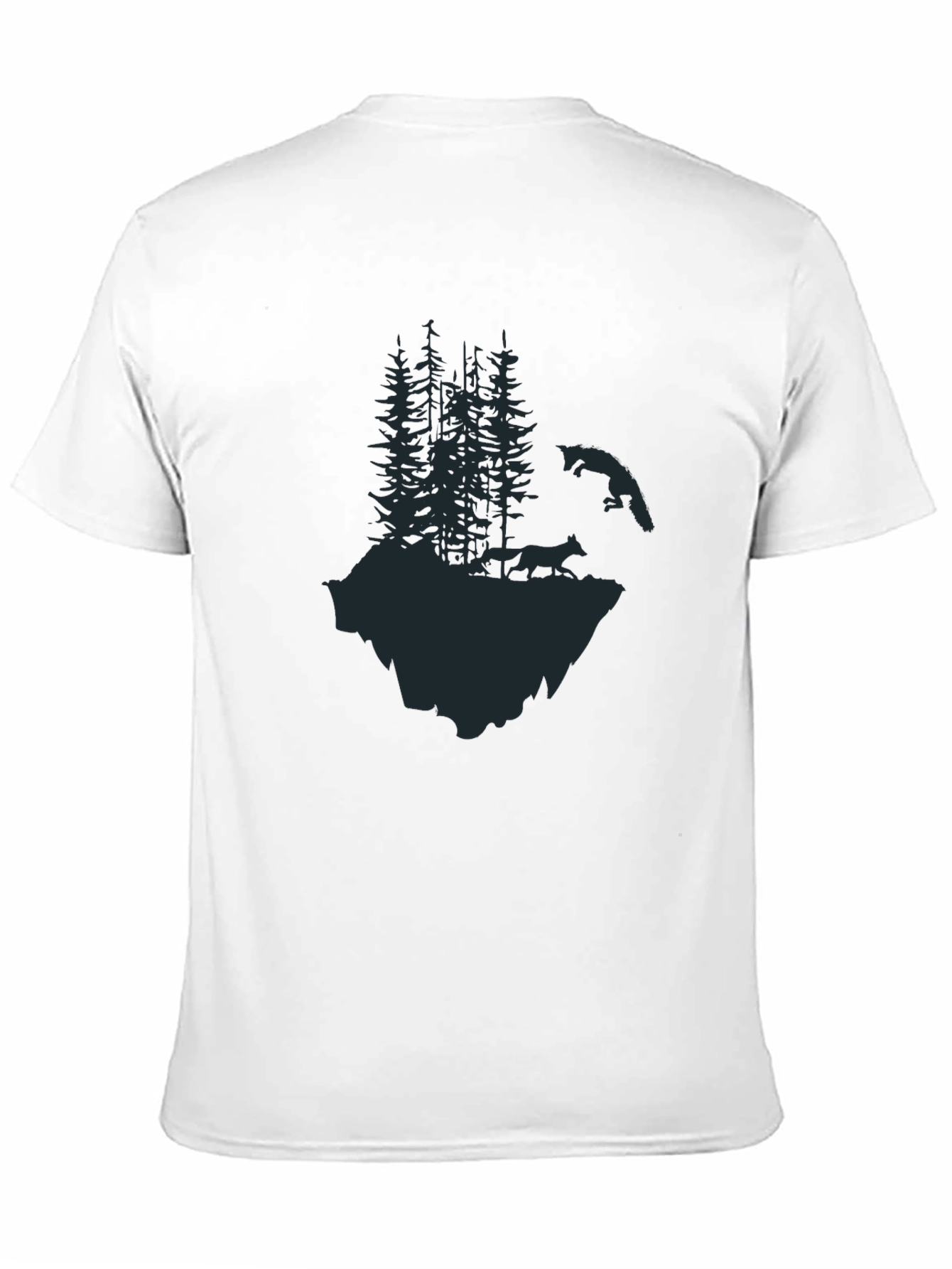 Mens Black T-Shirt - Forest Scene Graphic Tee