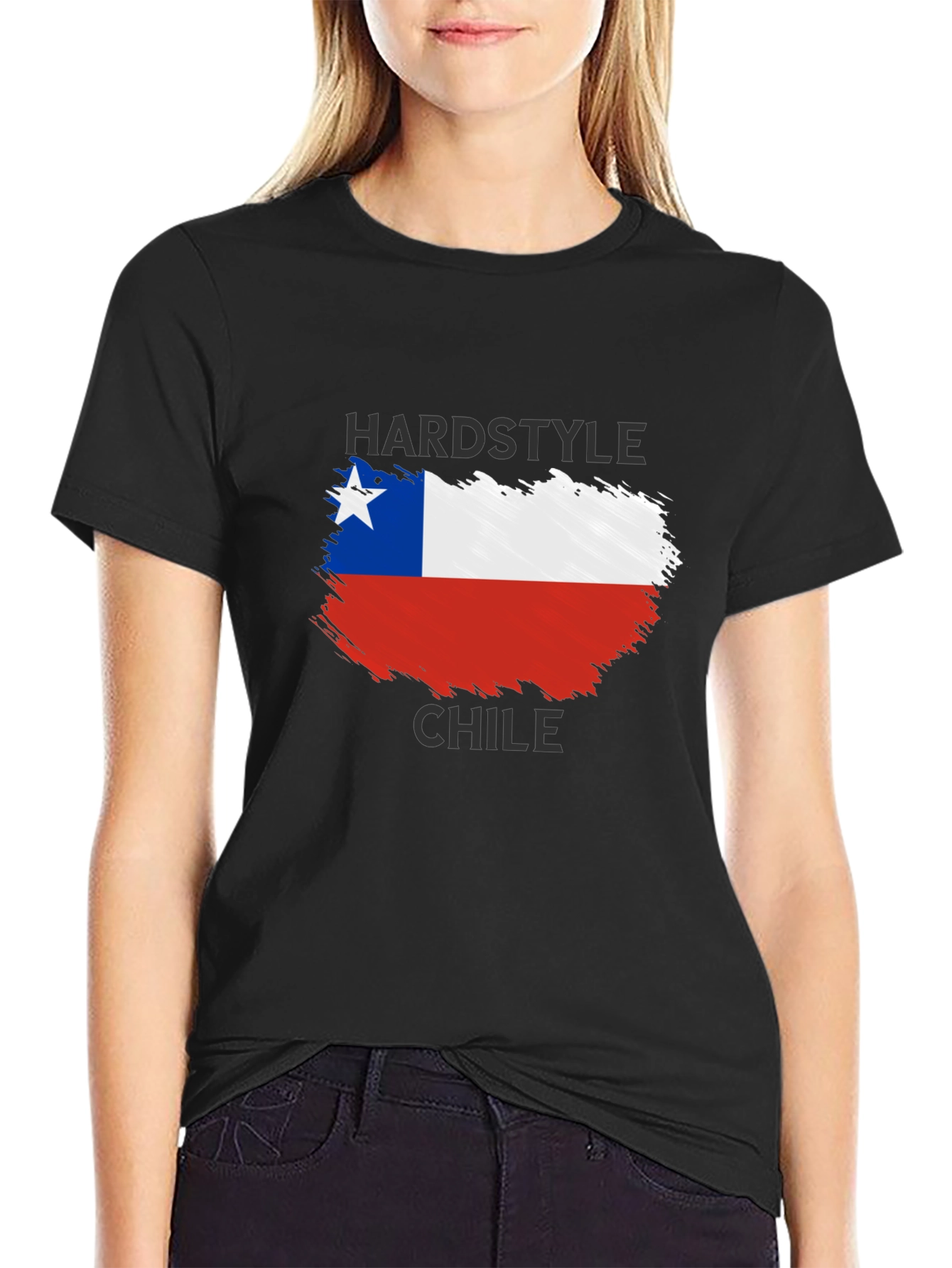 Hardstyle Chile Flag Black T-Shirt