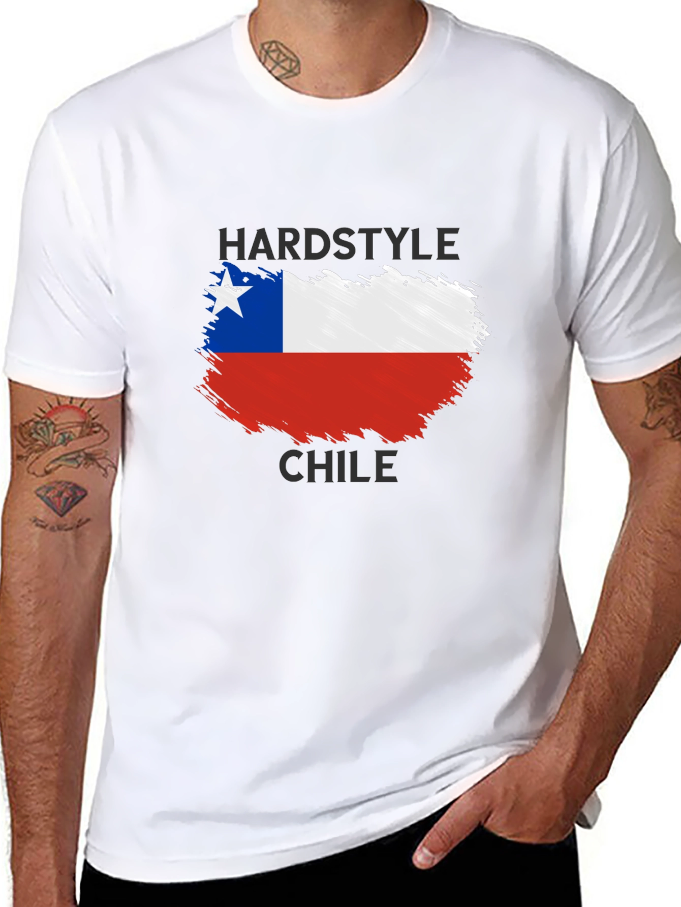 Hardstyle Chile Flag Black T-Shirt