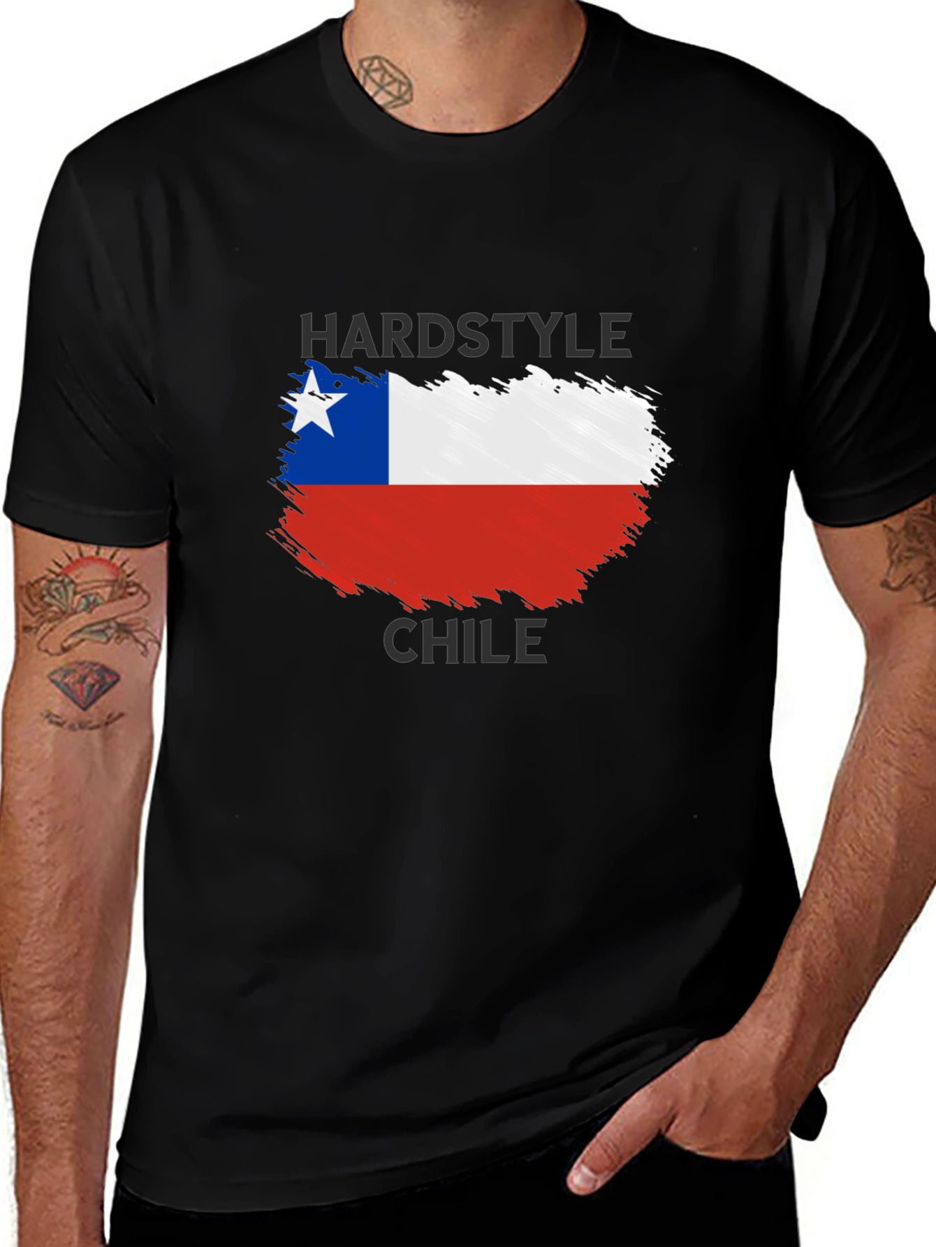 Hardstyle Chile Flag Black T-Shirt