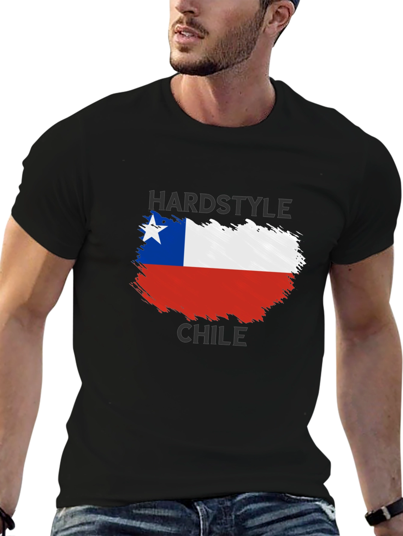 Hardstyle Chile Flag Black T-Shirt