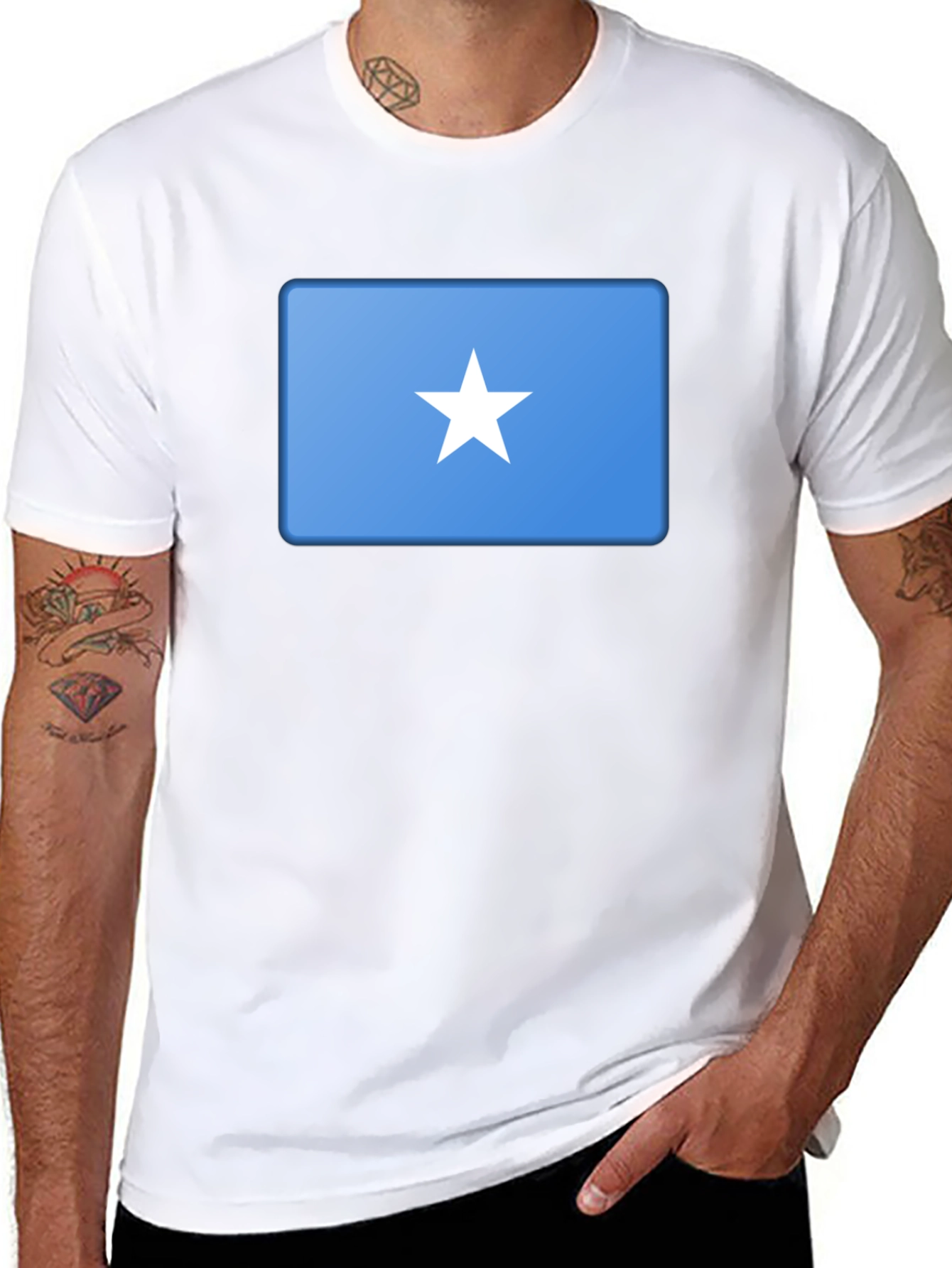 Somalia Flag Graphic Tee - Black Cotton T-Shirt