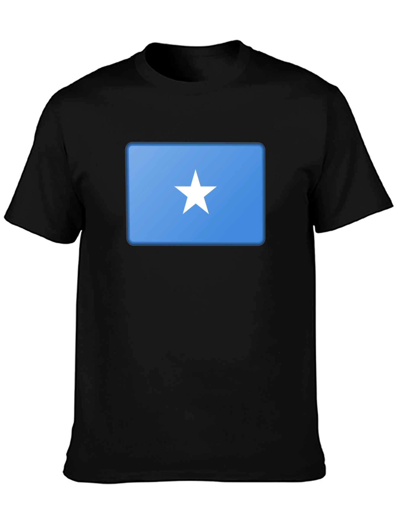 Somalia Flag Graphic Tee - Black Cotton T-Shirt