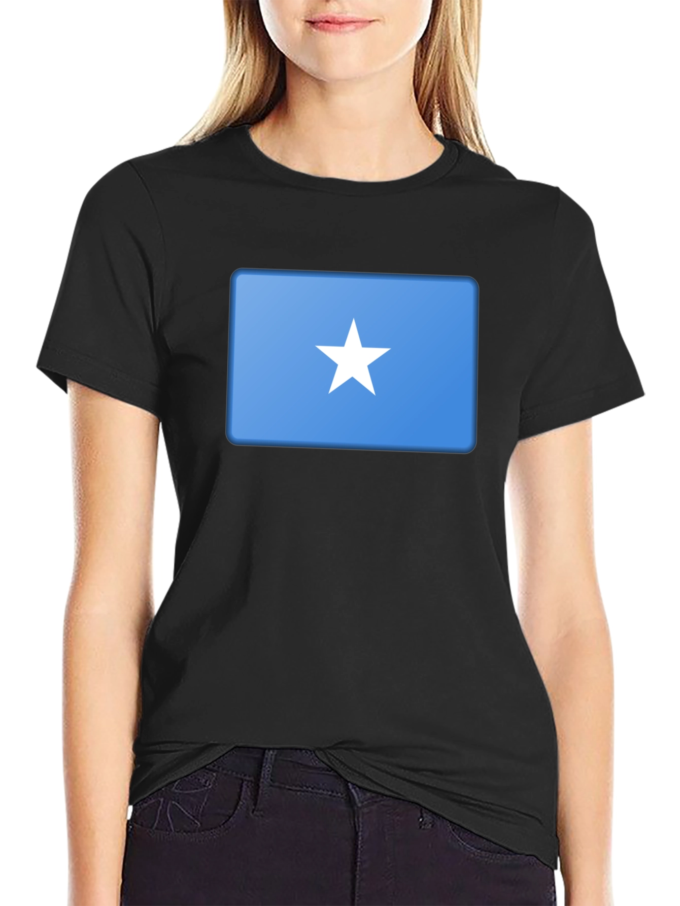 Somalia Flag Graphic Tee - Black Cotton T-Shirt
