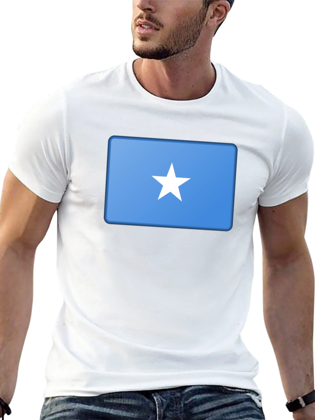 Somalia Flag Graphic Tee - Black Cotton T-Shirt