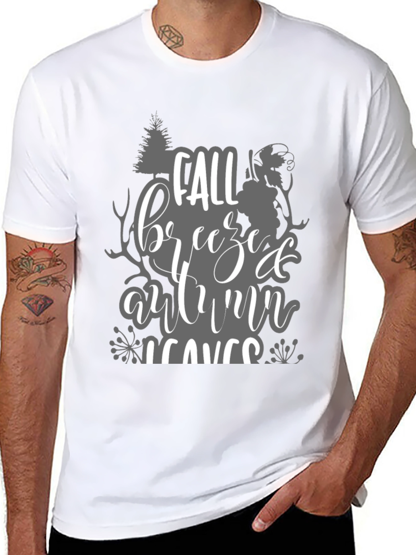 Fall Breeze Autumn Leaves Graphic T-Shirt
