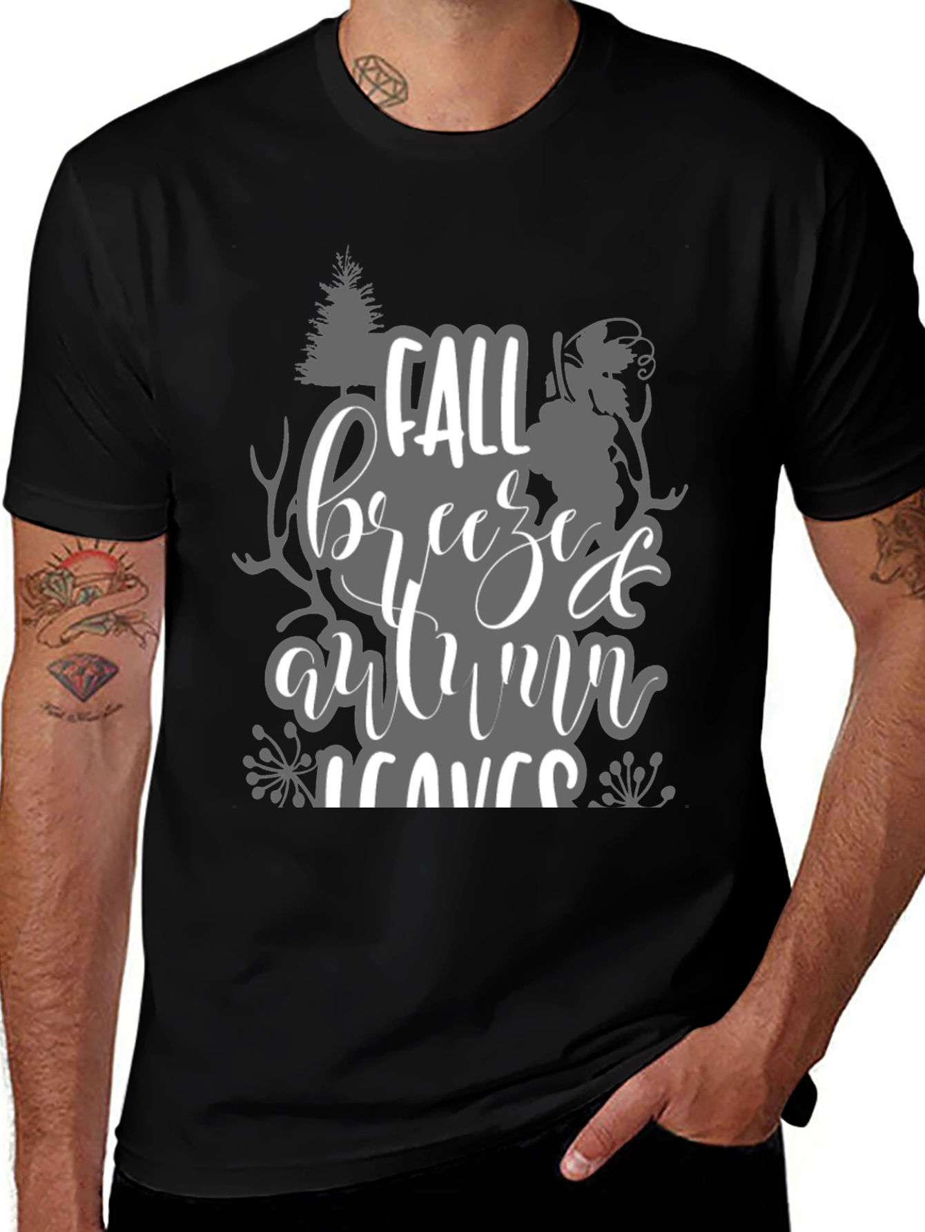 Fall Breeze Autumn Leaves Graphic T-Shirt