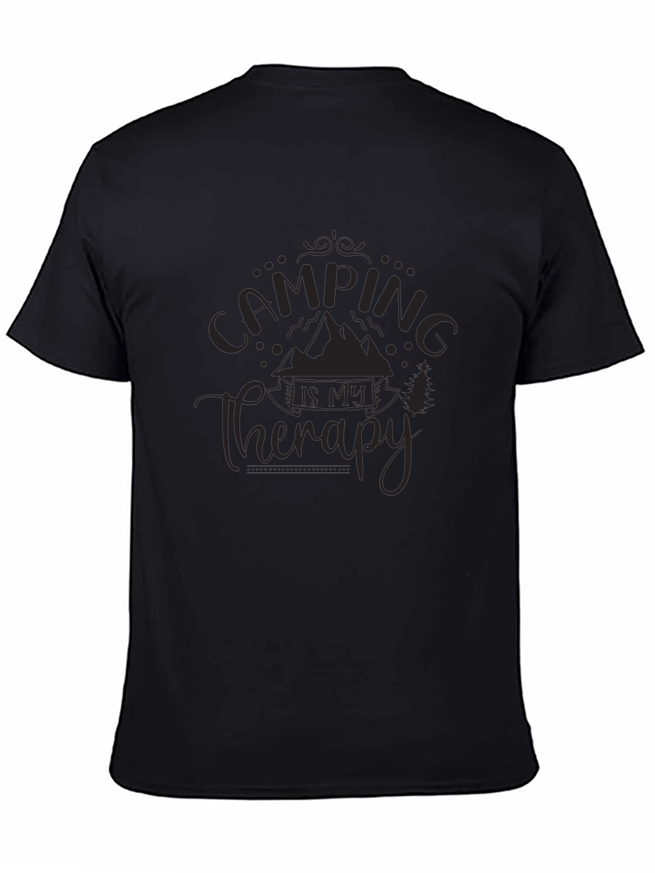 Camping is My Therapy Black Graphic T-Shirt