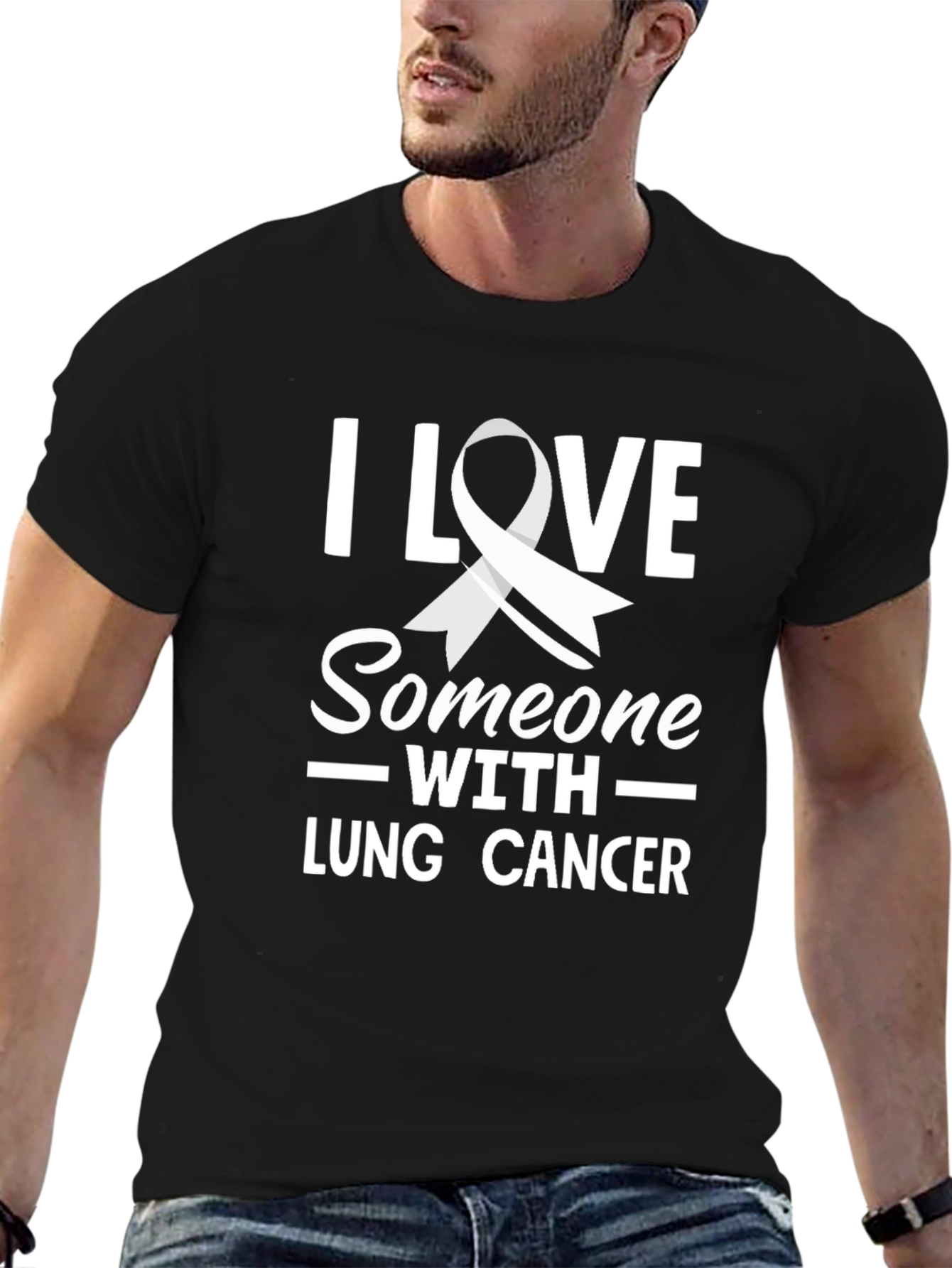 I Love Someone with Lung Cancer Awareness Ribbon T-Shirt
