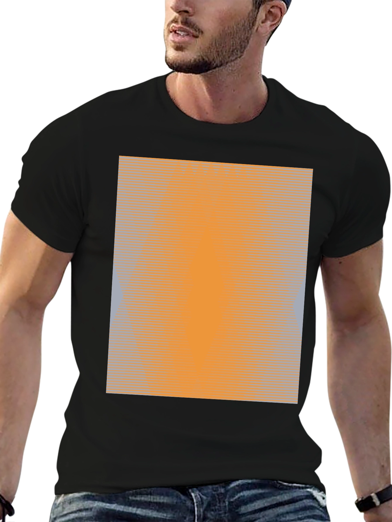 Gradient Pattern Black T-Shirt - Modern Casual Wear