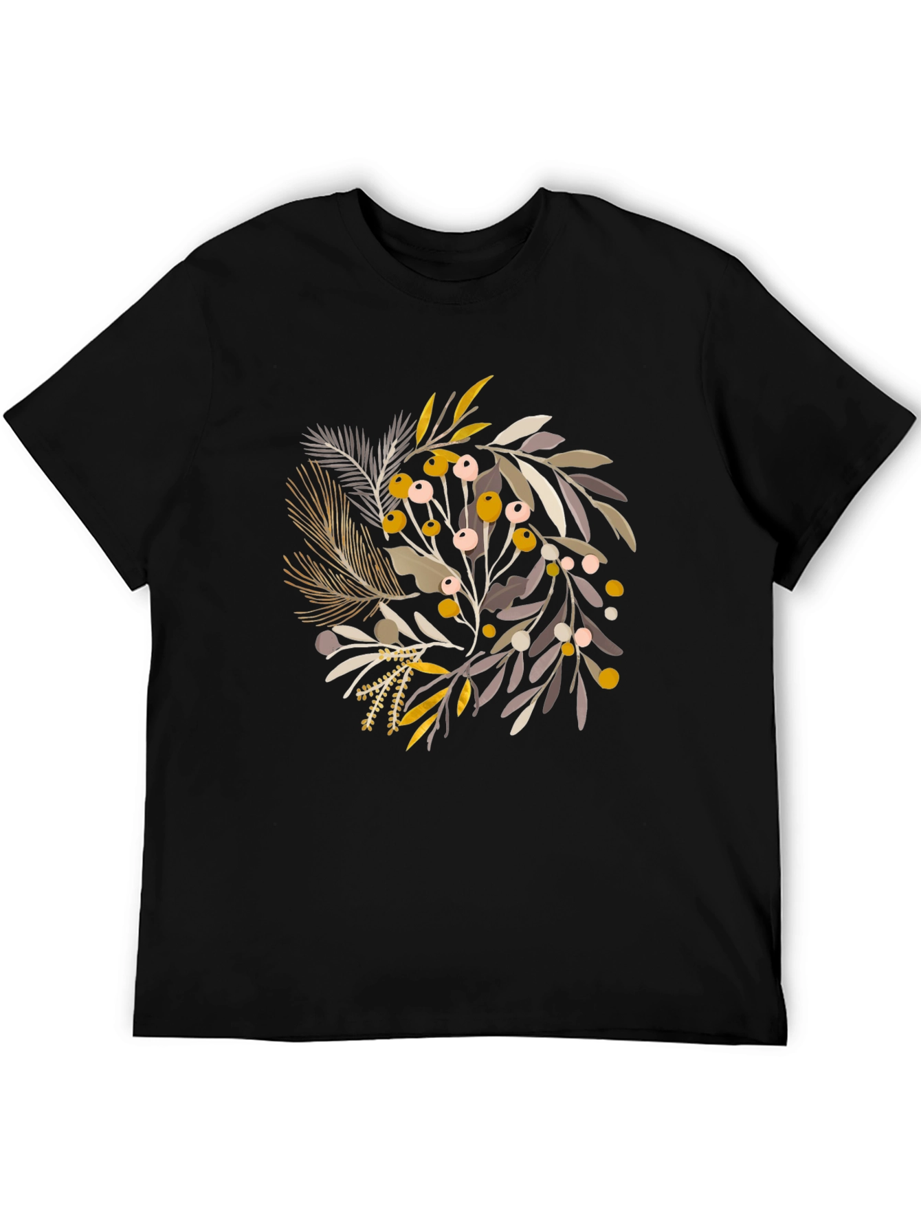 Botanical Print Black T-Shirt - Stylish & Unique
