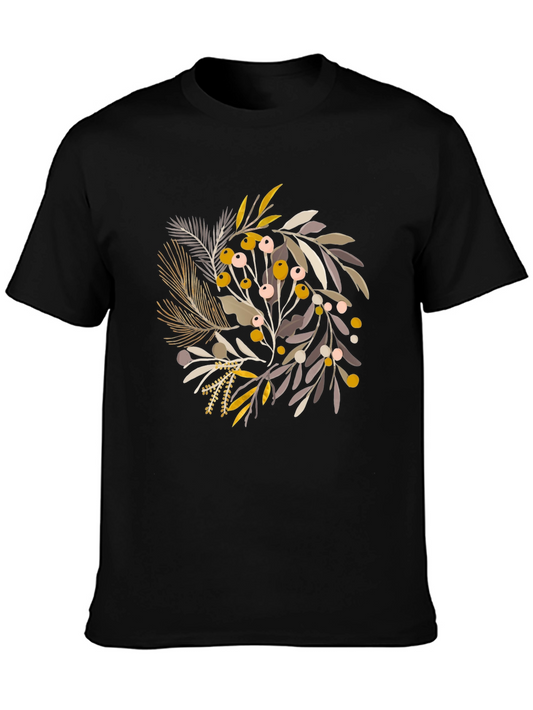 Botanical Print Black T-Shirt - Stylish & Unique