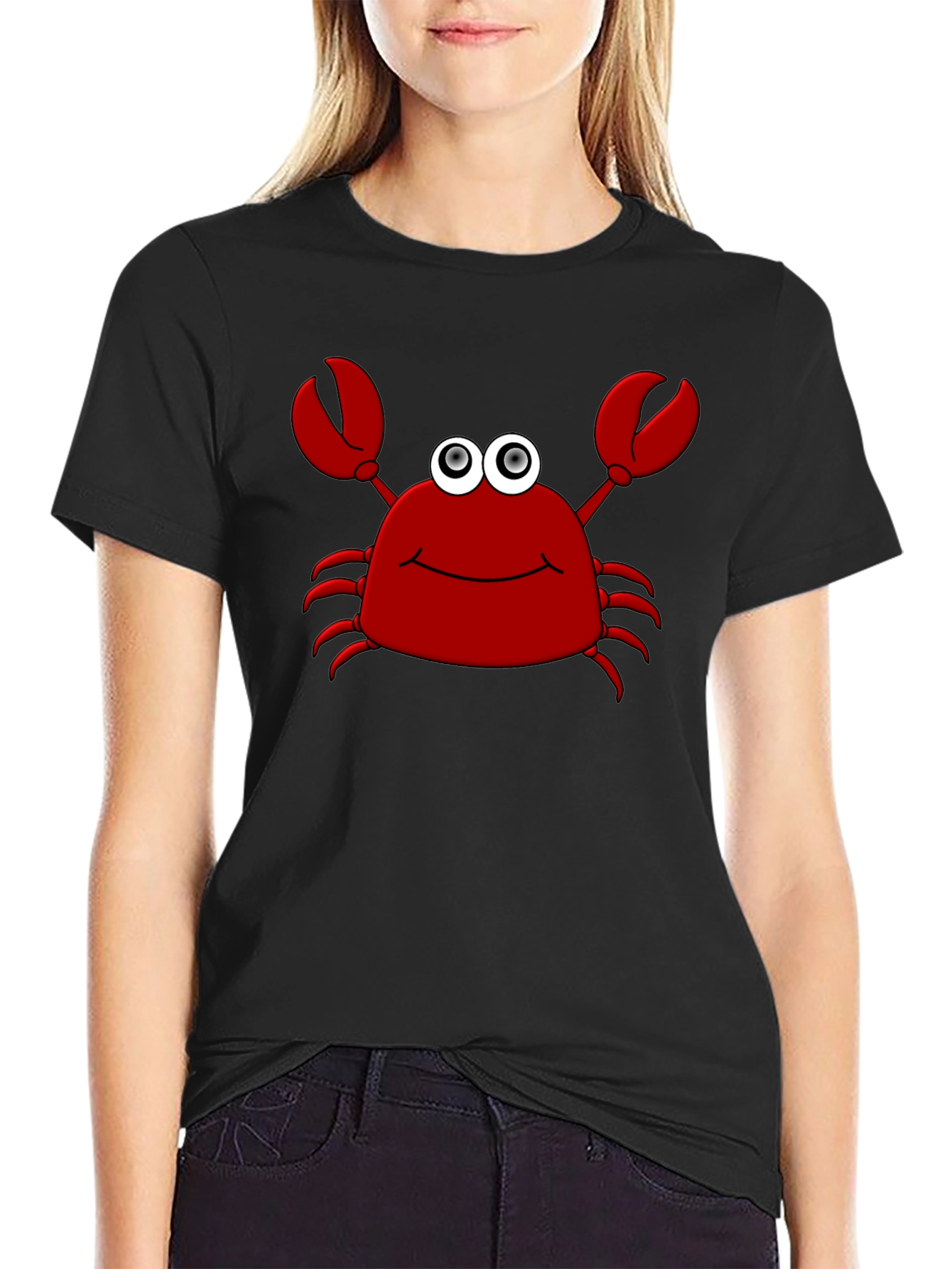Funny Crab Graphic T-Shirt - Black Cotton Tee
