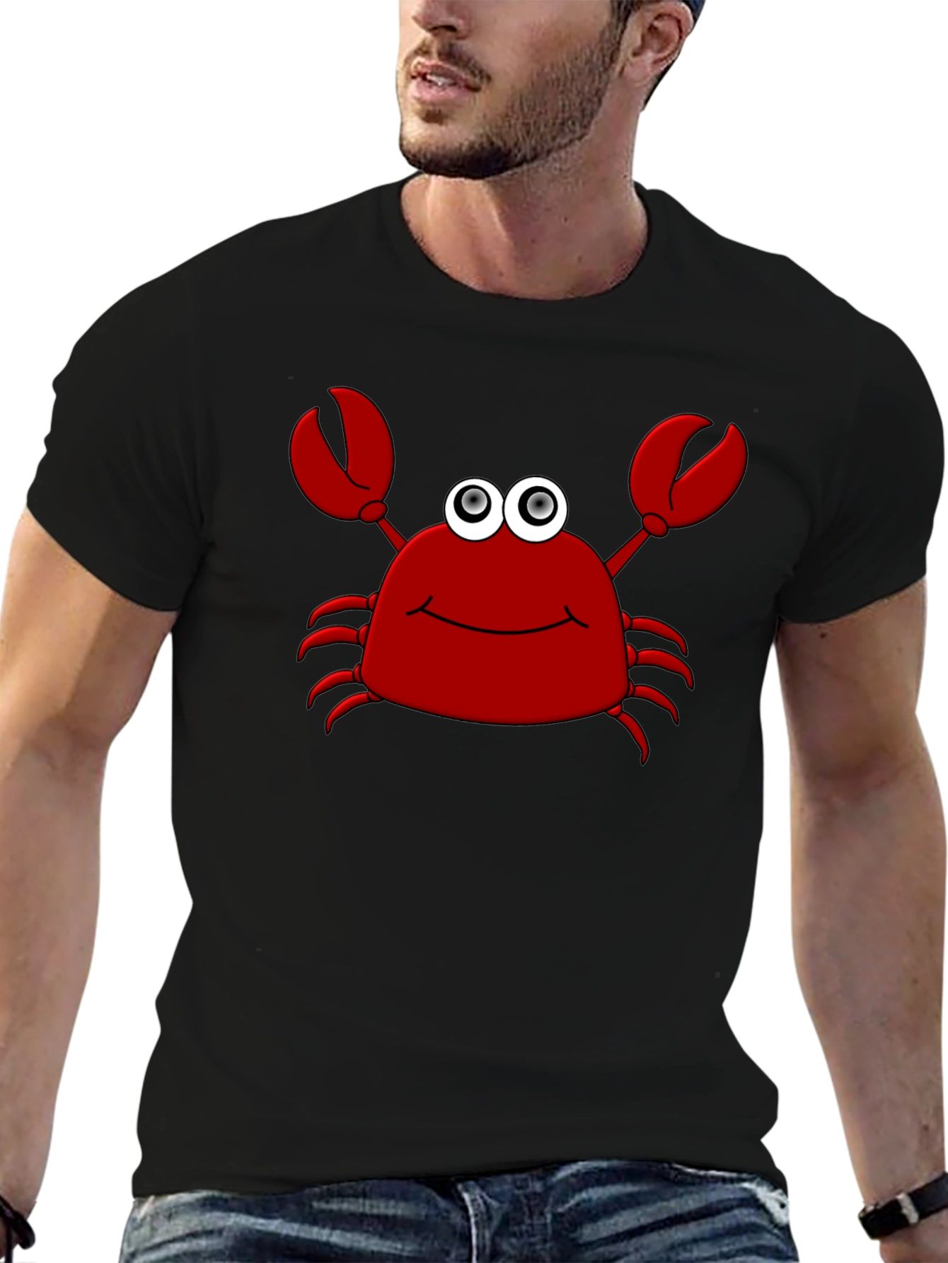 Funny Crab Graphic T-Shirt - Black Cotton Tee