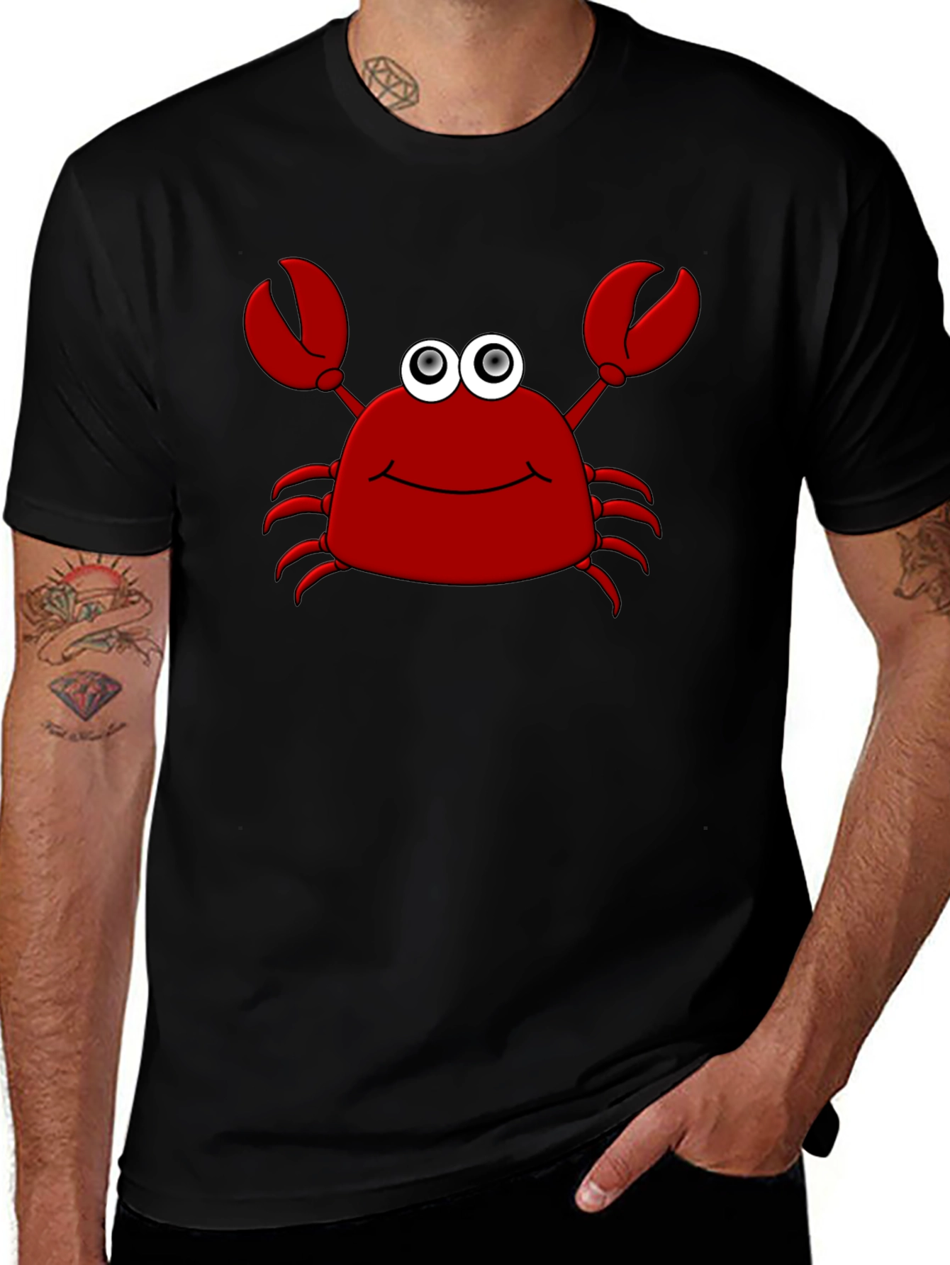 Funny Crab Graphic T-Shirt - Black Cotton Tee